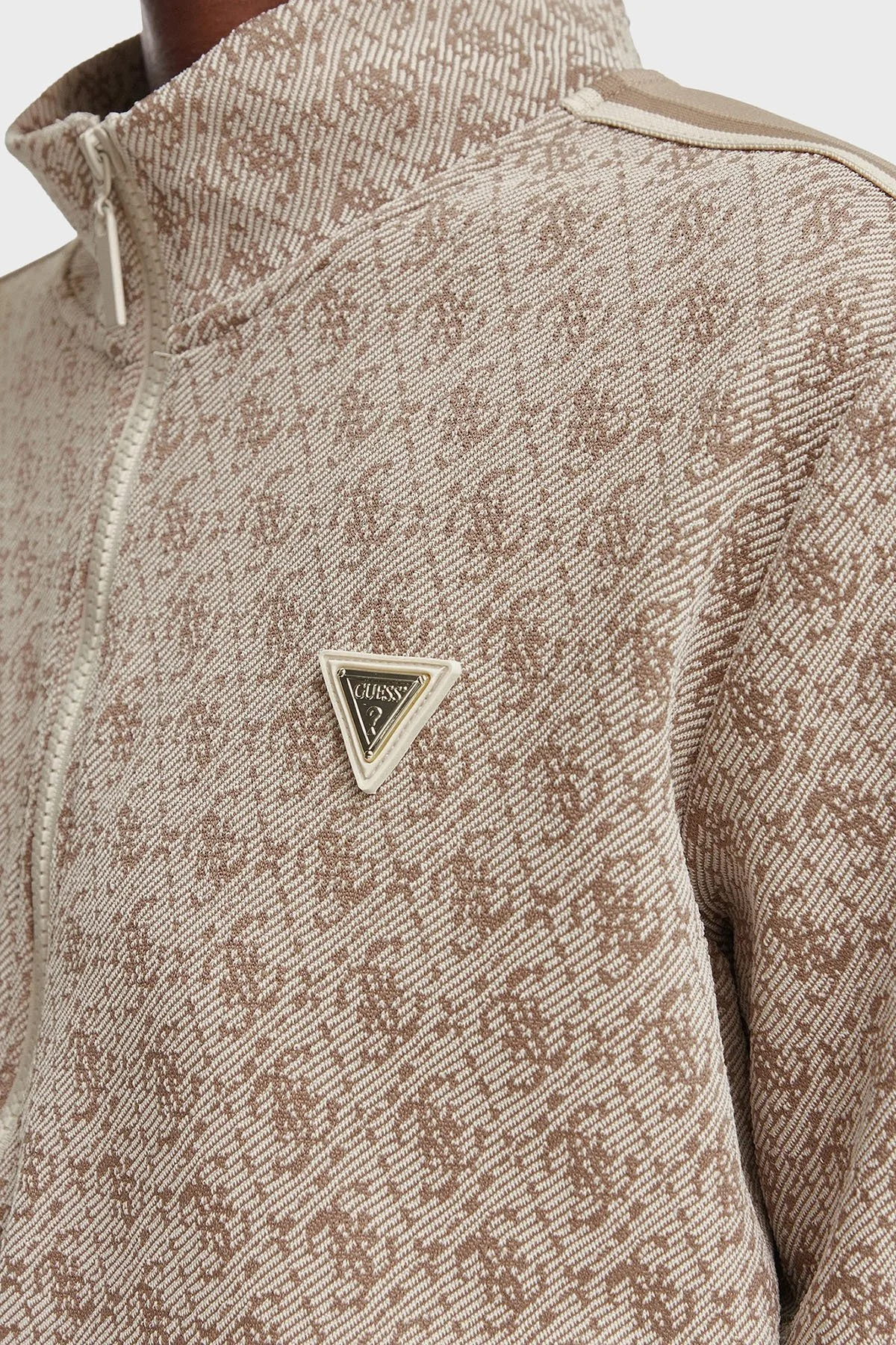 Guess 4G Allover Jacquard V6YQ28K5183 Kadın Sweat V6YQ28 K5183 FNNH Bej - 4