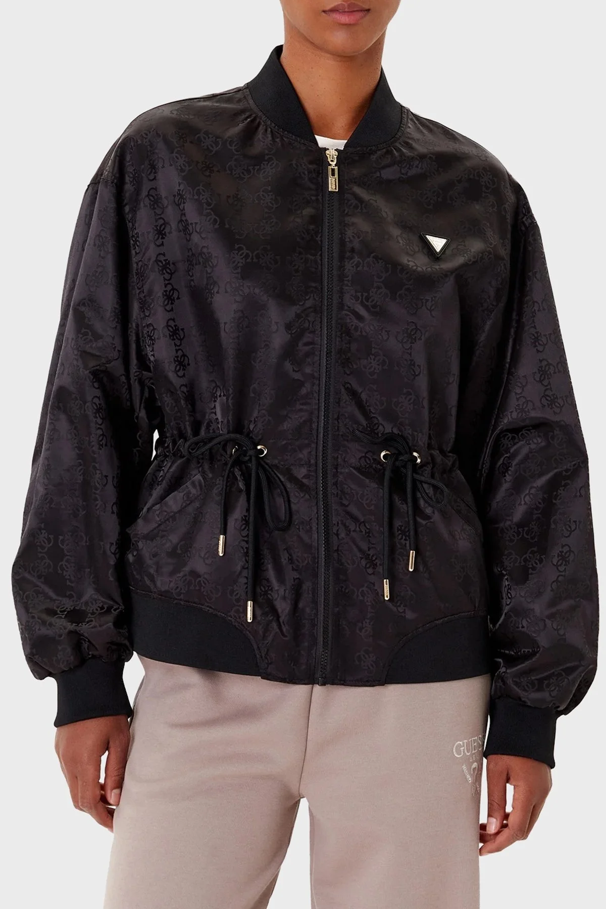 Guess 4G Aop Regular Fit Kolej Yaka Tamamı 4G Logolu Bomber V5YL11WHFU0 Bayan Ceket V5YL11 WHFU0 FJ4Q SİYAH - 1