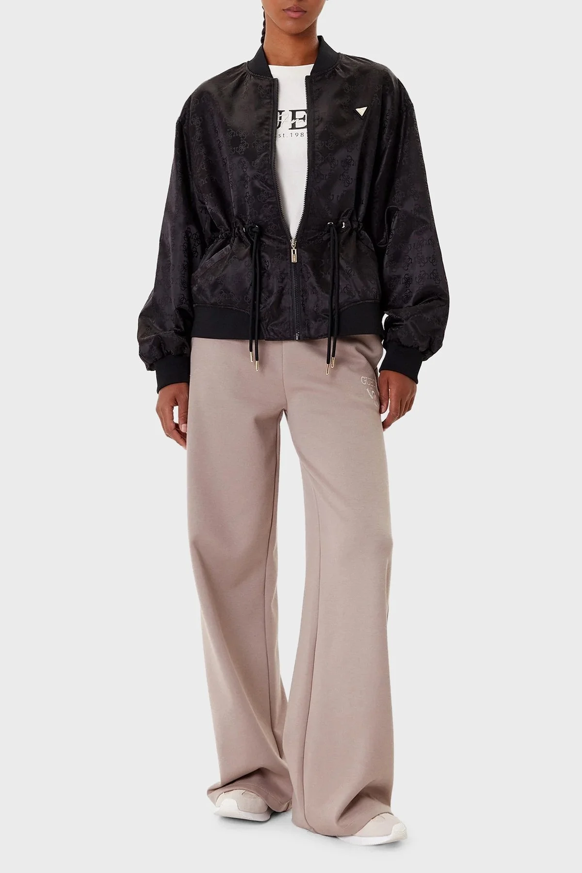 Guess 4G Aop Regular Fit Kolej Yaka Tamamı 4G Logolu Bomber V5YL11WHFU0 Bayan Ceket V5YL11 WHFU0 FJ4Q SİYAH - 2