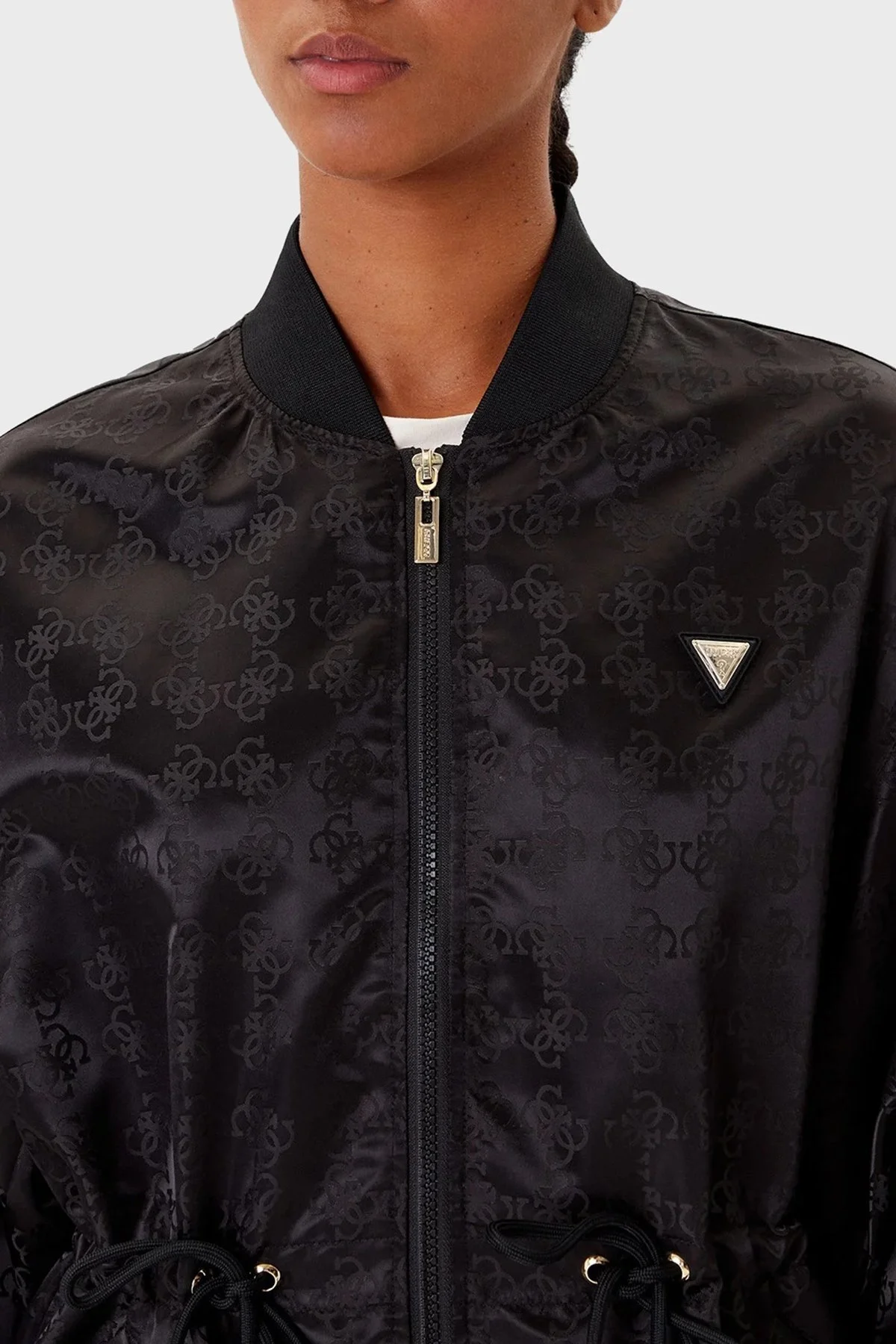 Guess 4G Aop Regular Fit Kolej Yaka Tamamı 4G Logolu Bomber V5YL11WHFU0 Bayan Ceket V5YL11 WHFU0 FJ4Q SİYAH - 4