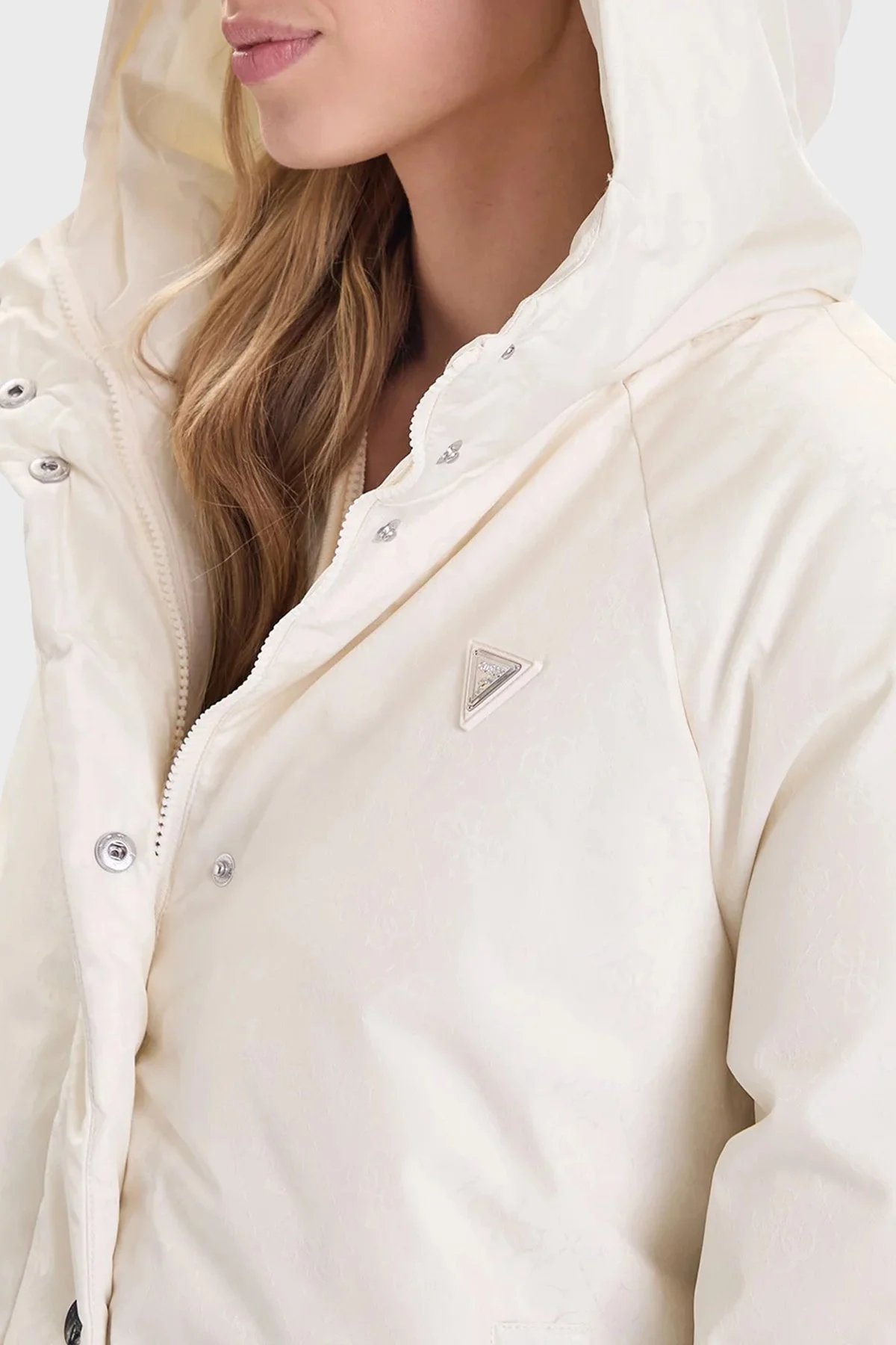 Guess 4G Boxy Tamamı Logolu Relaxed Fit Kapüşonlu Şişme V5BL07WGLW2 Bayan Mont V5BL07 WGLW2 F0YN EKRU - 4