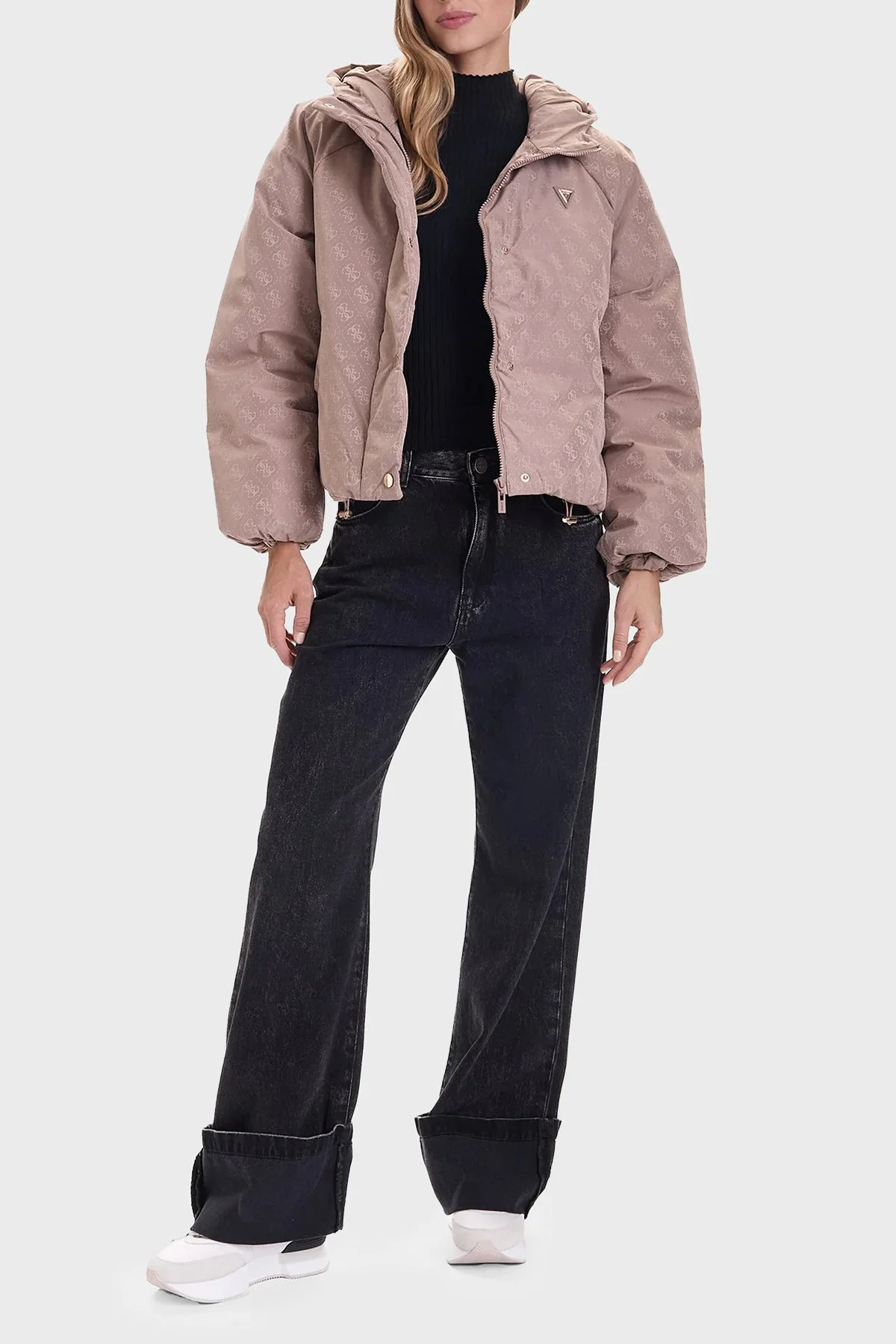 Guess 4G Boxy Tamamı Logolu Relaxed Fit Kapüşonlu Şişme V5BL07WGLW2 Bayan Mont V5BL07 WGLW2 FNGX VİZON - 2