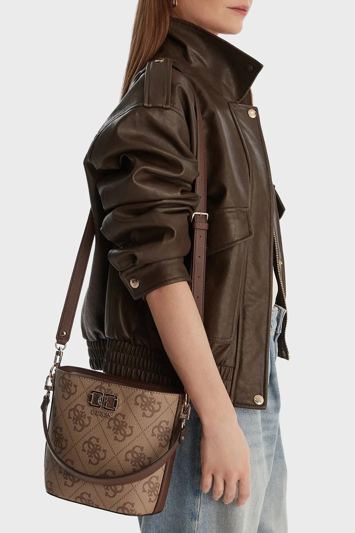 Guess 4G Logolu Çıkarılabilir Askılı HWOS9901010 Bayan Çanta HWOS99 01010 LGW KAHVE - 2