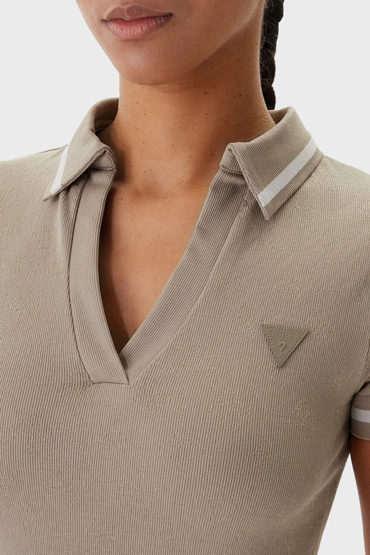 Guess 4G Logolu Slim Fit Polo Yaka Mini V6RK02Z4692 Bayan Elbise V6RK02 Z4692 FNL8 BEJ - 4