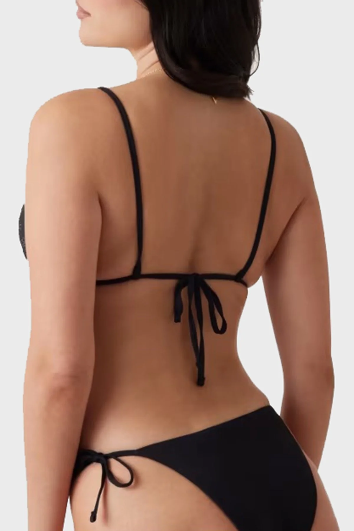 Guess 4G Rhinestone Taşlı Logolu Üçgen Bağlamalı E5GJ13MC040 Kadın Bikini Üstü E5GJ13 MC040 JBLK SİYAH - 2