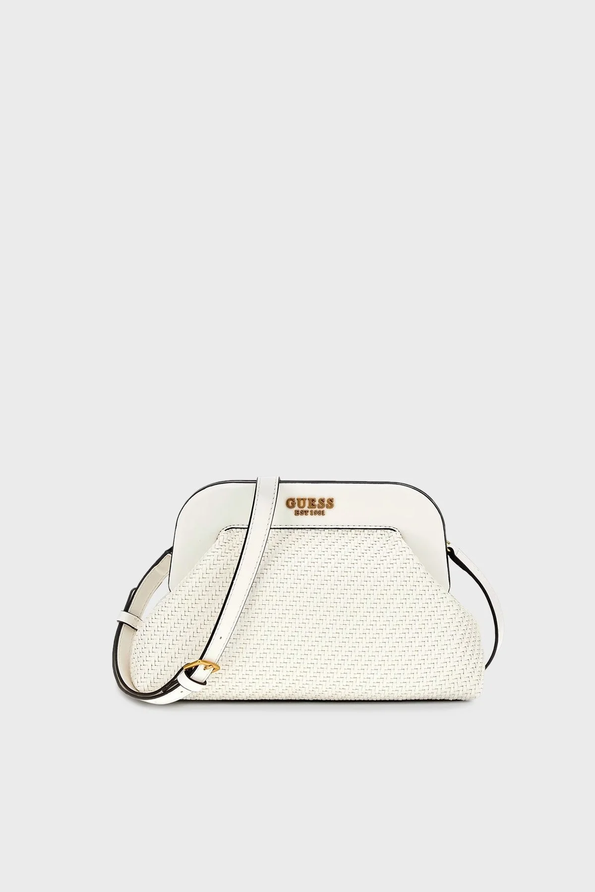 Guess Abey Çıkarılabilir Omuz Askılı Örgü Clutch Bayan Çanta HWWA8558170 WHI BEYAZ - 1