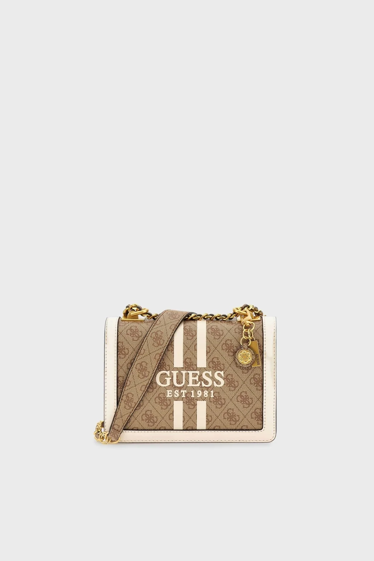 Guess Abey Dokuma Detaylı Zincirli Omuz Askılı Bayan Çanta HWSS8558190 LTL KAHVE - 1