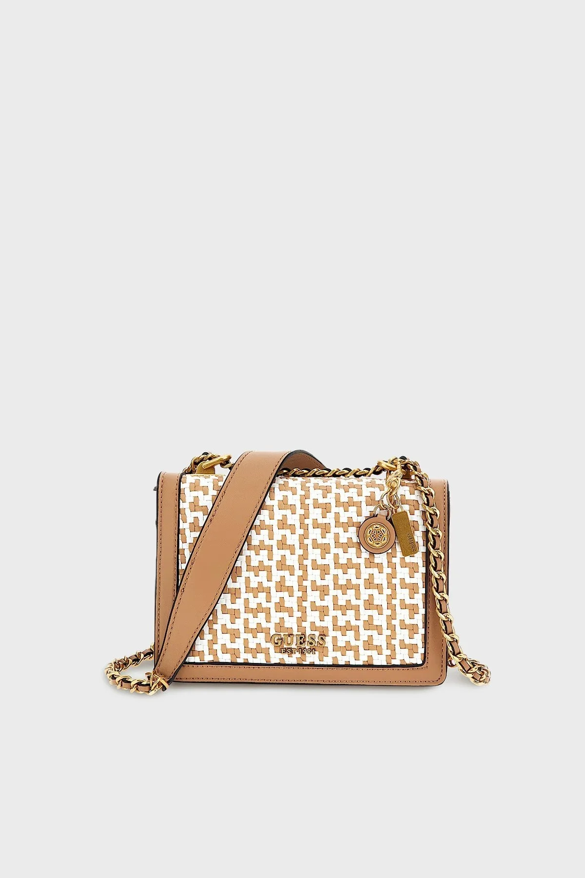 Guess Abey Logolu Zincir Askı Detaylı Örgü Bayan Çanta HWWW8558190 CGW KAHVE - 1
