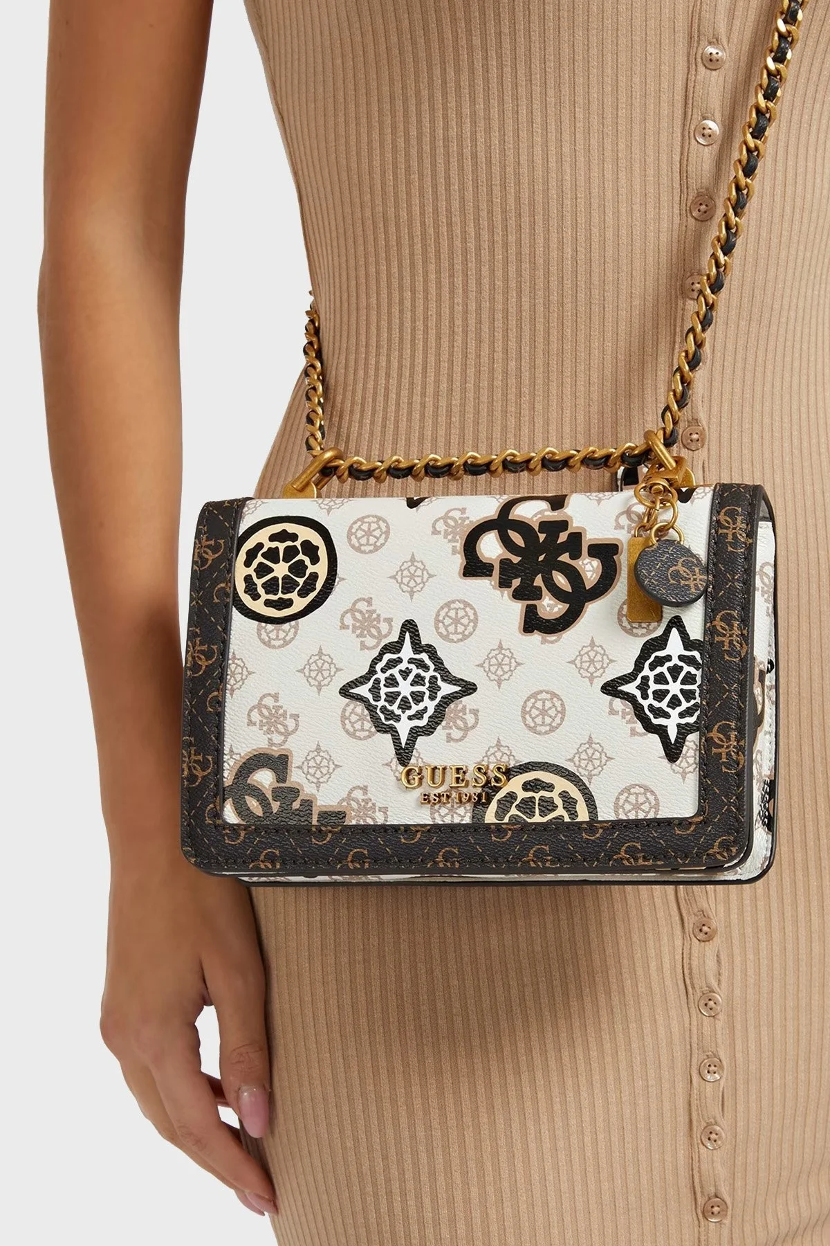 Guess Abey Logolu Zincir Askılı Bayan Çanta HWPP8558190 CRU KREM - 3