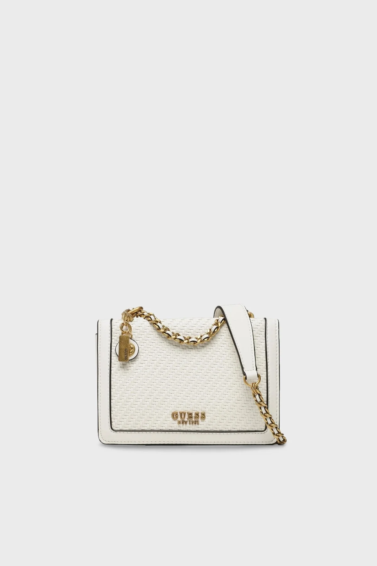 Guess Abey Zincir Detaylı Omuz Askılı Örgü Çapraz Bayan Çanta HWWA8558190 WHI BEYAZ - 1