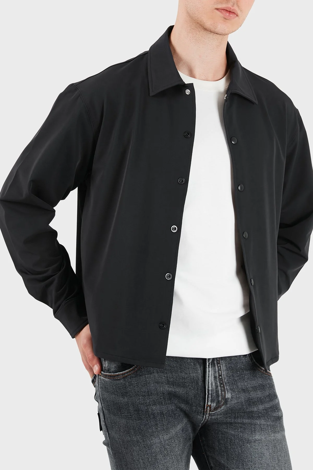 Guess Achille Klasik Yaka Çıtçıt Düğmeli Z6YH02W3475 Erkek Gömlek Z6YH02 W3475 JBLK Siyah - 6