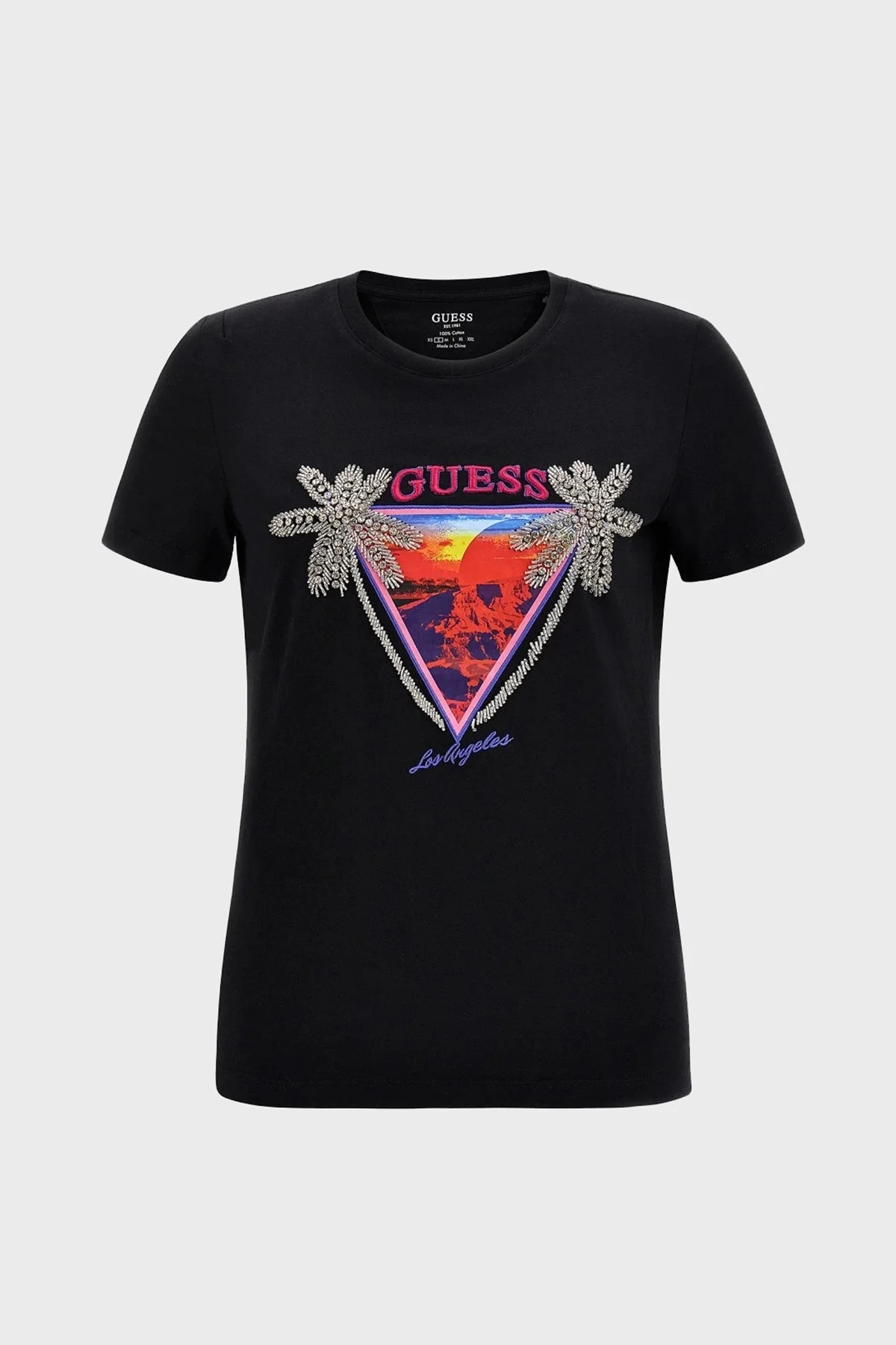 Guess Adelajda Pamuklu Baskılı Regular Fit Bisiklet Yaka Bayan T Shirt W2GI41JA900 JBLK SİYAH - 4