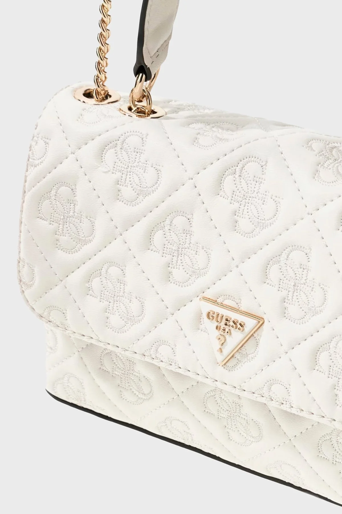 Guess Adelasia 4G Logolu Kapitoneli Zincir Askılı HWQL9658210 Bayan Çanta HWQL96 58210 OFF BEYAZ - 4