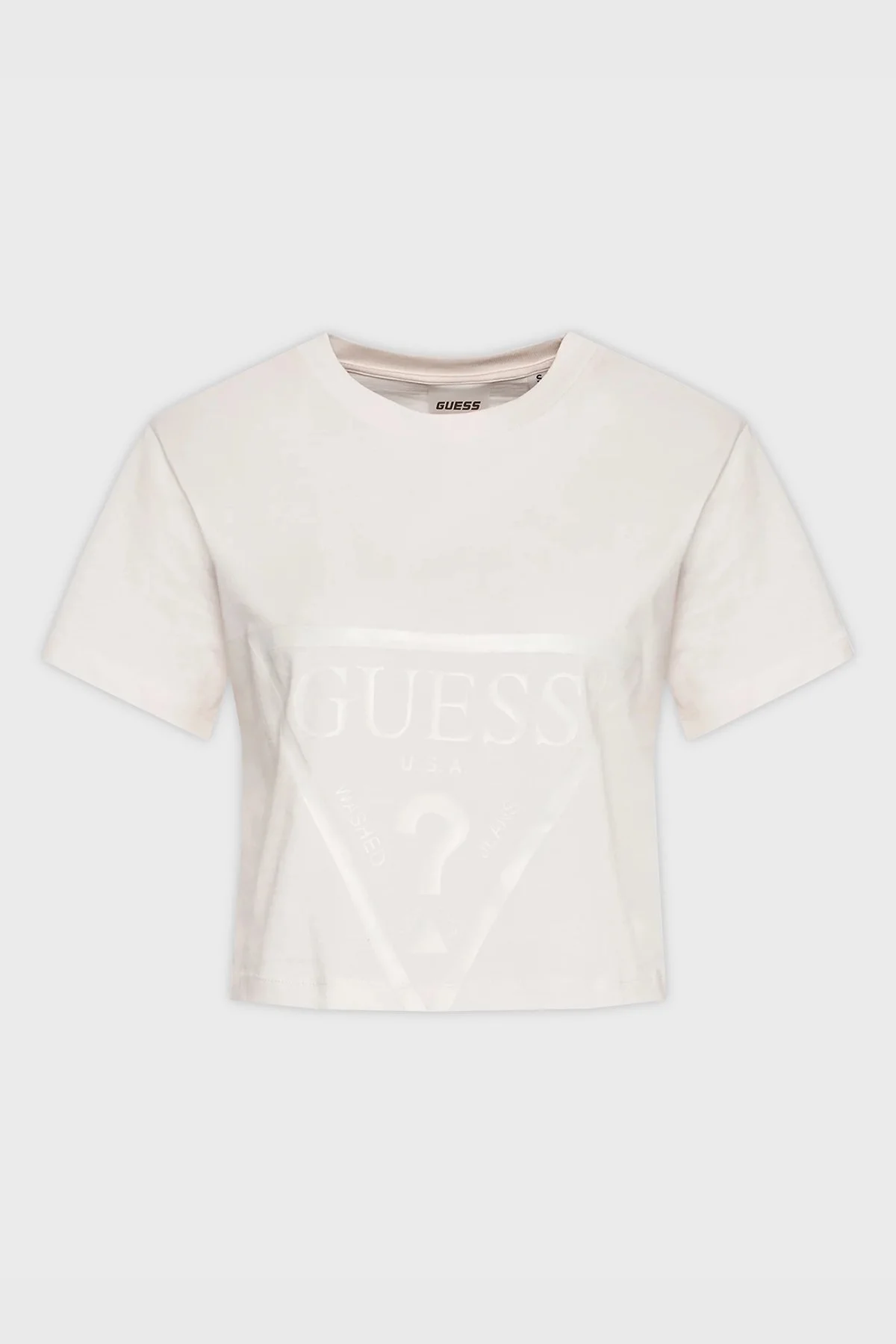 Guess Adele Pamuklu Regular Fit Crop Bayan T Shirt V2YI06 K8HM0 G6K5 EKRU - 5
