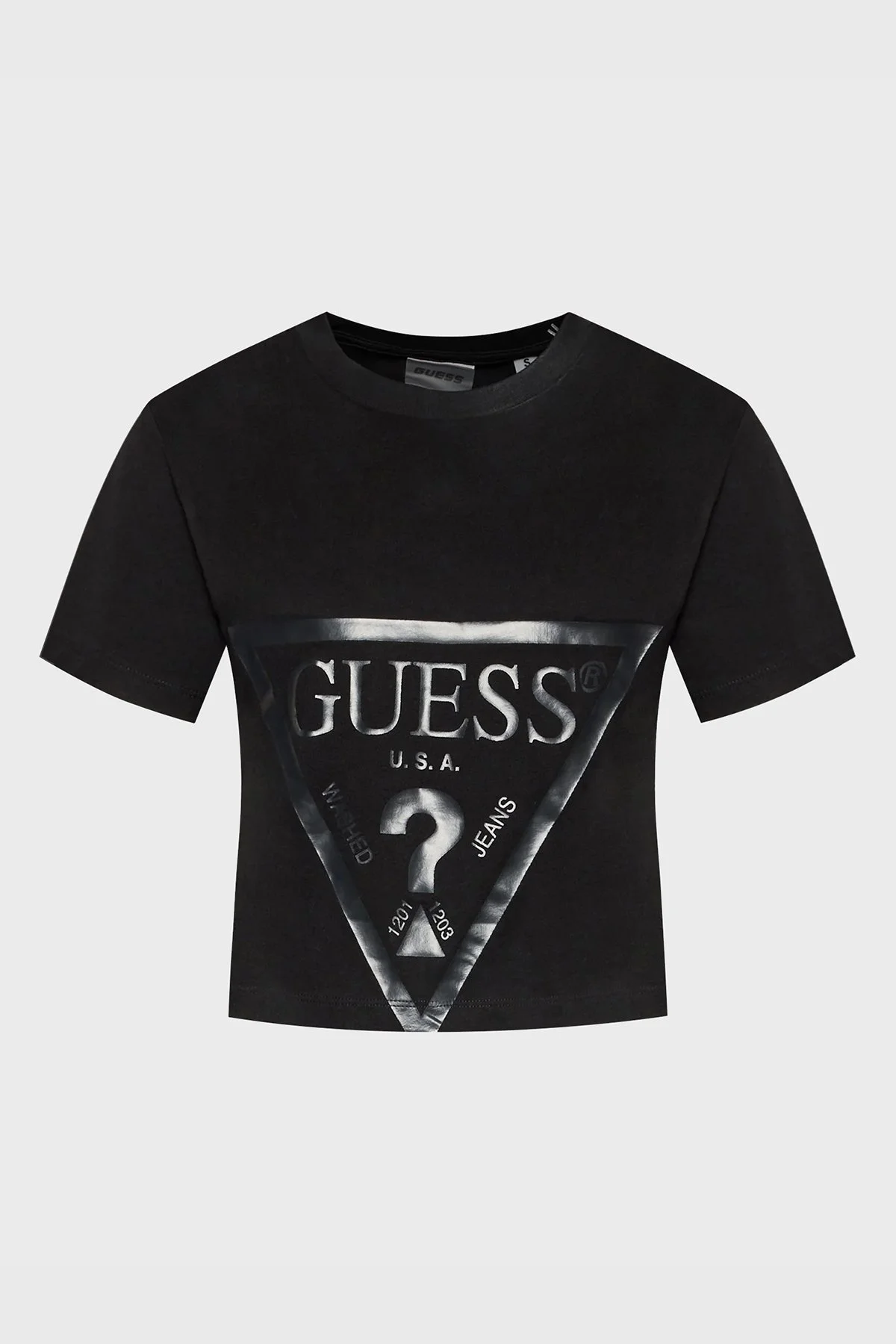 Guess Adele Pamuklu Regular Fit Crop V2YI06K8HM0 Bayan T Shirt V2YI06K 8HM0 JBLK SİYAH - 5