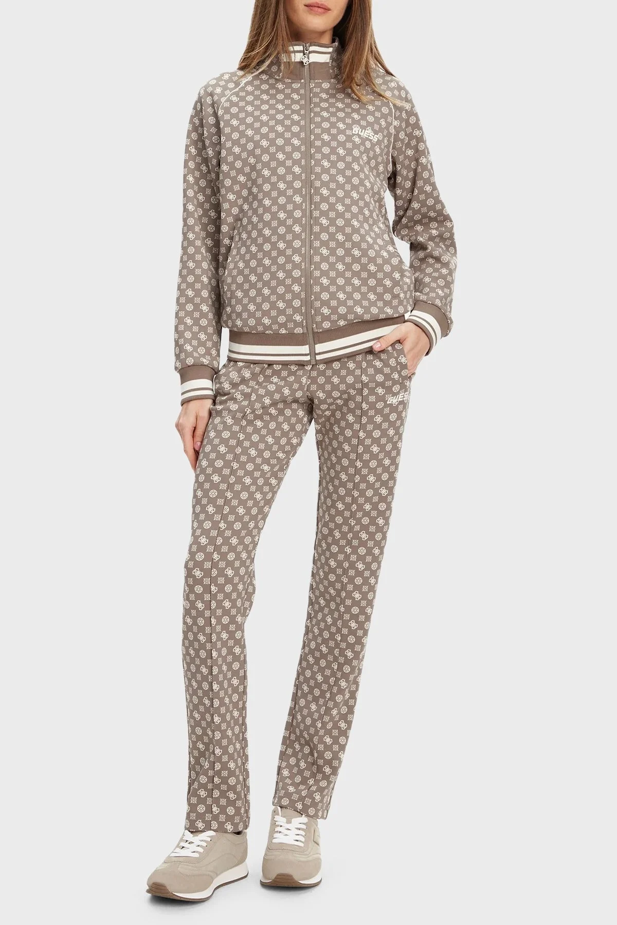 Guess Aggie 4G Logo Baskılı Regular Fit Dik Yaka Scuba V5YQ03KB212 Bayan Sweat V5YQ03 KB212 P8HI KAHVE - 2