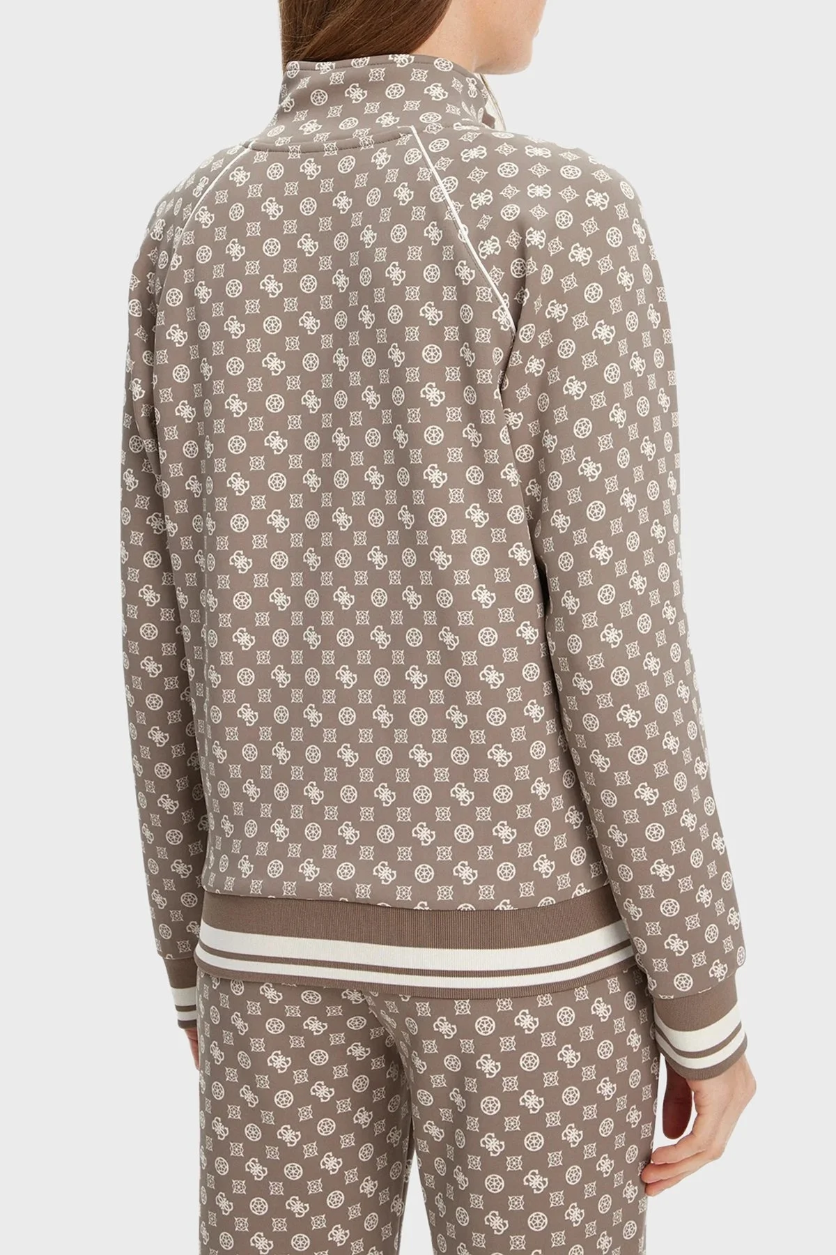 Guess Aggie 4G Logo Baskılı Regular Fit Dik Yaka Scuba V5YQ03KB212 Bayan Sweat V5YQ03 KB212 P8HI KAHVE - 3