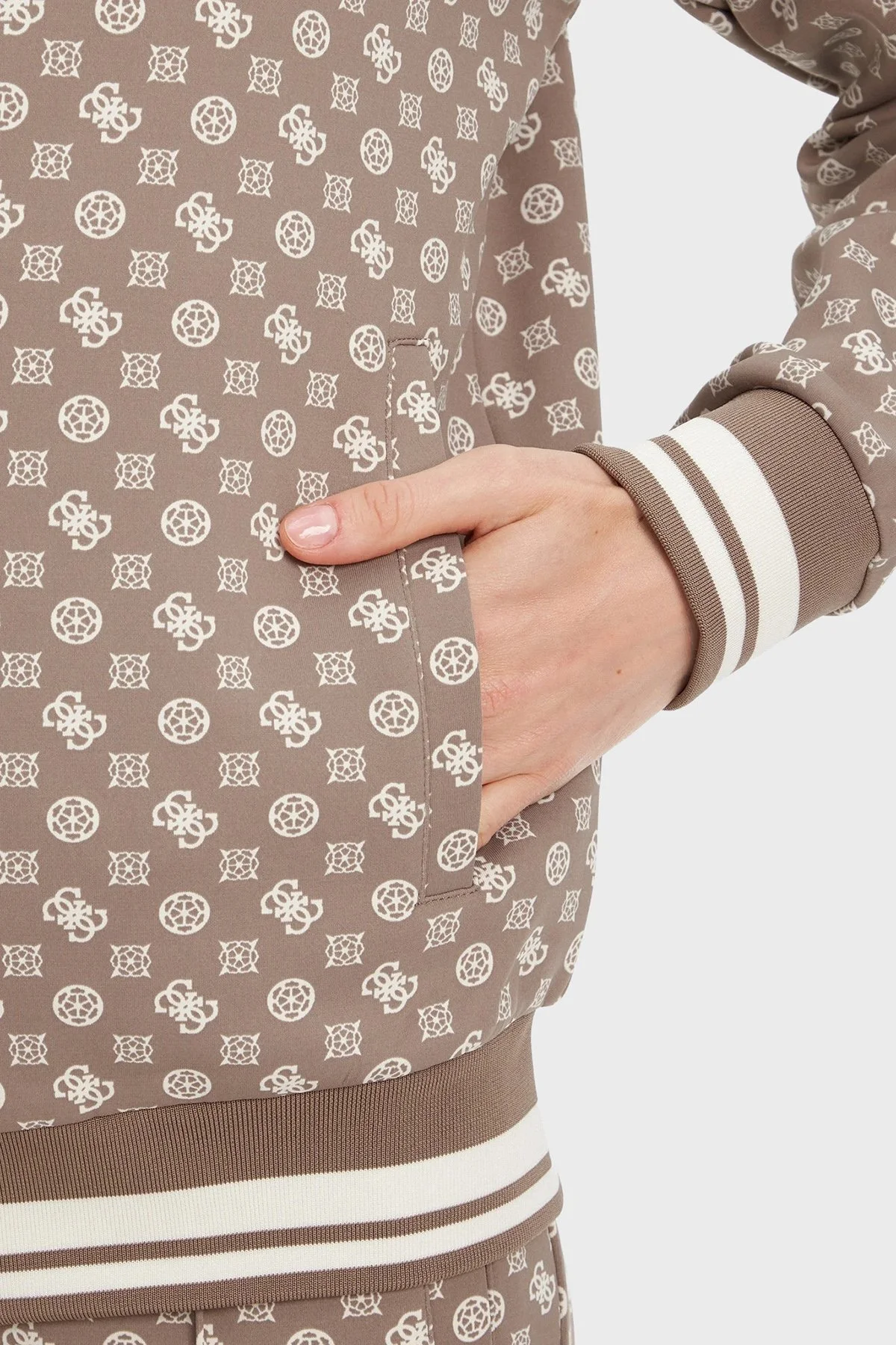 Guess Aggie 4G Logo Baskılı Regular Fit Dik Yaka Scuba V5YQ03KB212 Bayan Sweat V5YQ03 KB212 P8HI KAHVE - 5