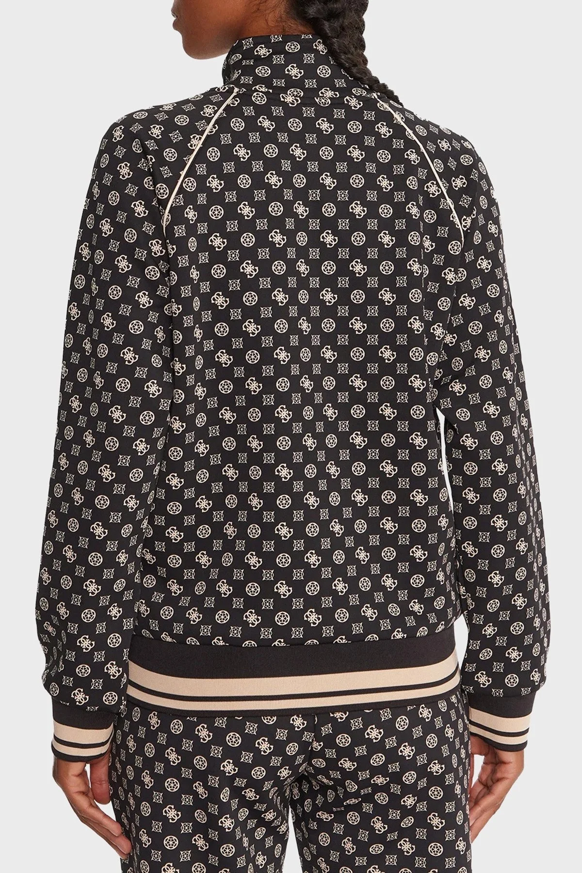 Guess Aggie 4G Logo Baskılı Regular Fit Dik Yaka Scuba V5YQ03KB212 Bayan Sweat V5YQ03 KB212 PJ4P SİYAH - 3