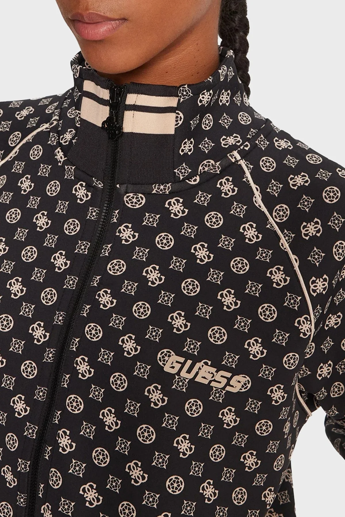 Guess Aggie 4G Logo Baskılı Regular Fit Dik Yaka Scuba V5YQ03KB212 Bayan Sweat V5YQ03 KB212 PJ4P SİYAH - 4