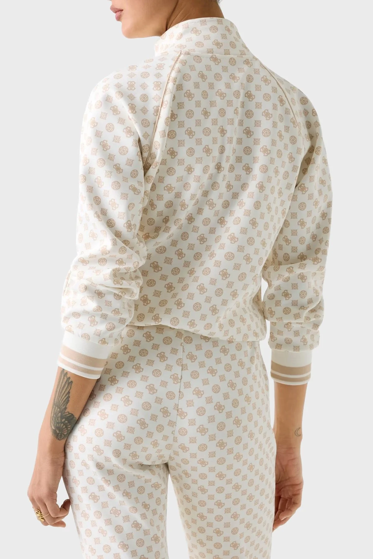 Guess Aggie Scuba Regular Fit Logo Baskılı Dik Yaka shirt V5YQ03KB212 Bayan Sweat V5YQ03 KB212 P0OR KREM - 3