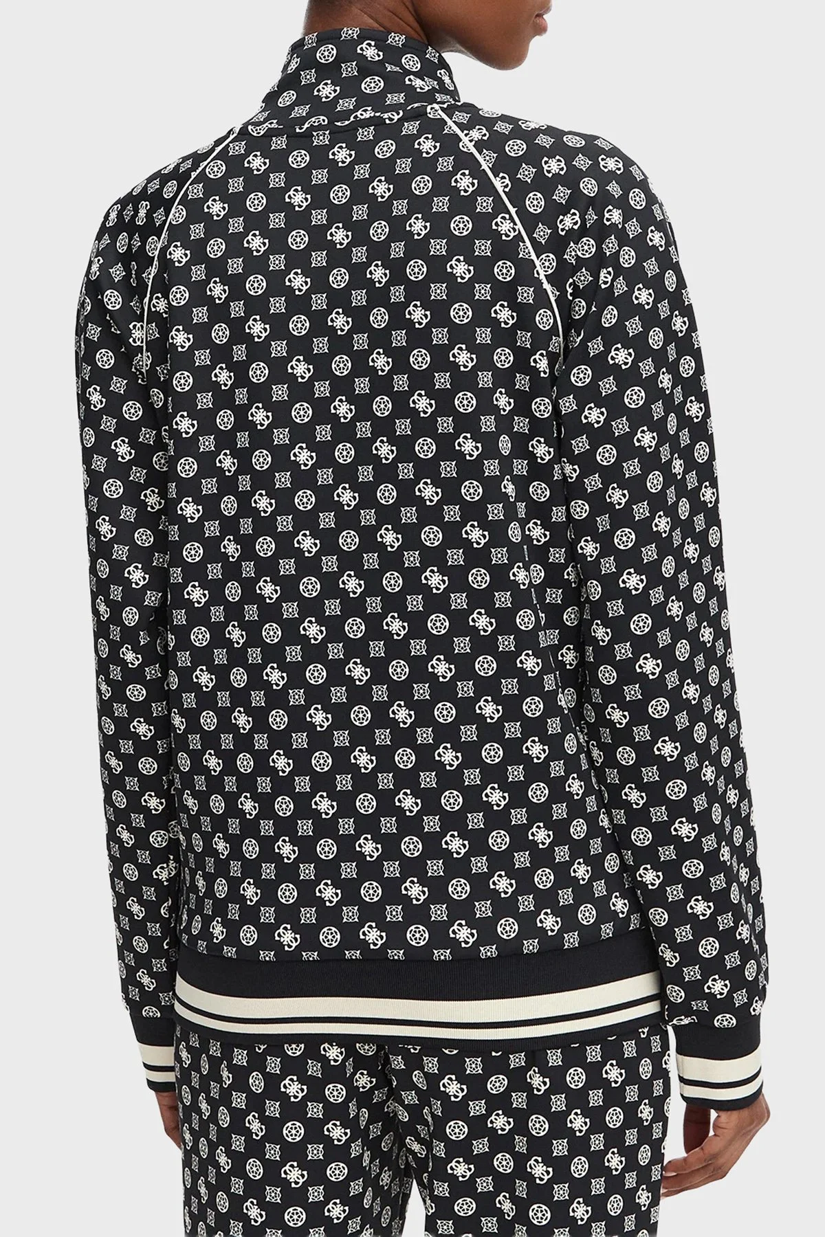 Guess Aggie Scuba Regular Fit Logo Baskılı Dik Yaka V5YQ03KB212 Kadın Sweat V5YQ03 KB212 PMQW Siyah - 4