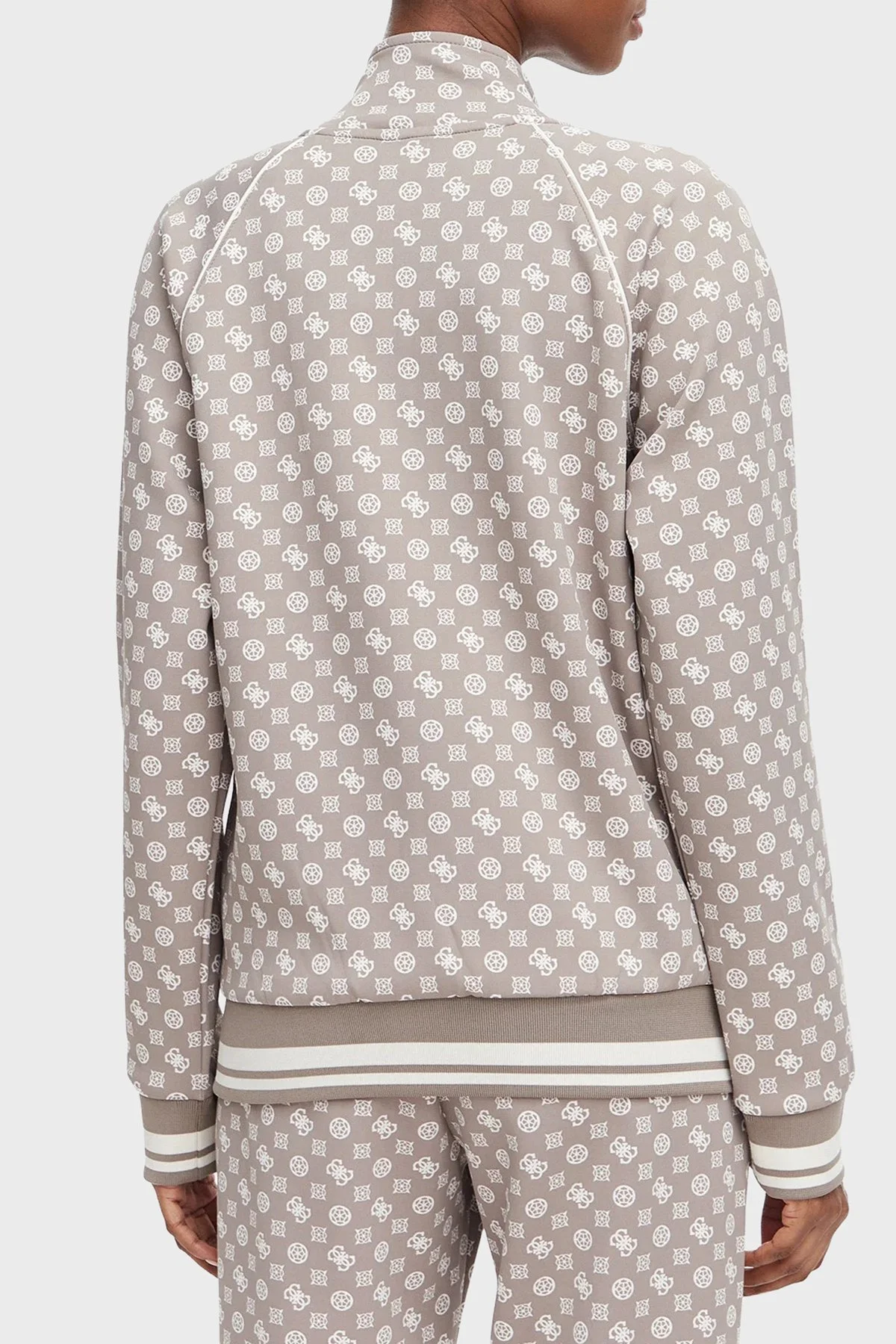 Guess Aggie Scuba Regular Fit Logo Baskılı Dik Yaka V5YQ03KB212 Kadın Sweat V5YQ03 KB212 PMQX Bej - 3