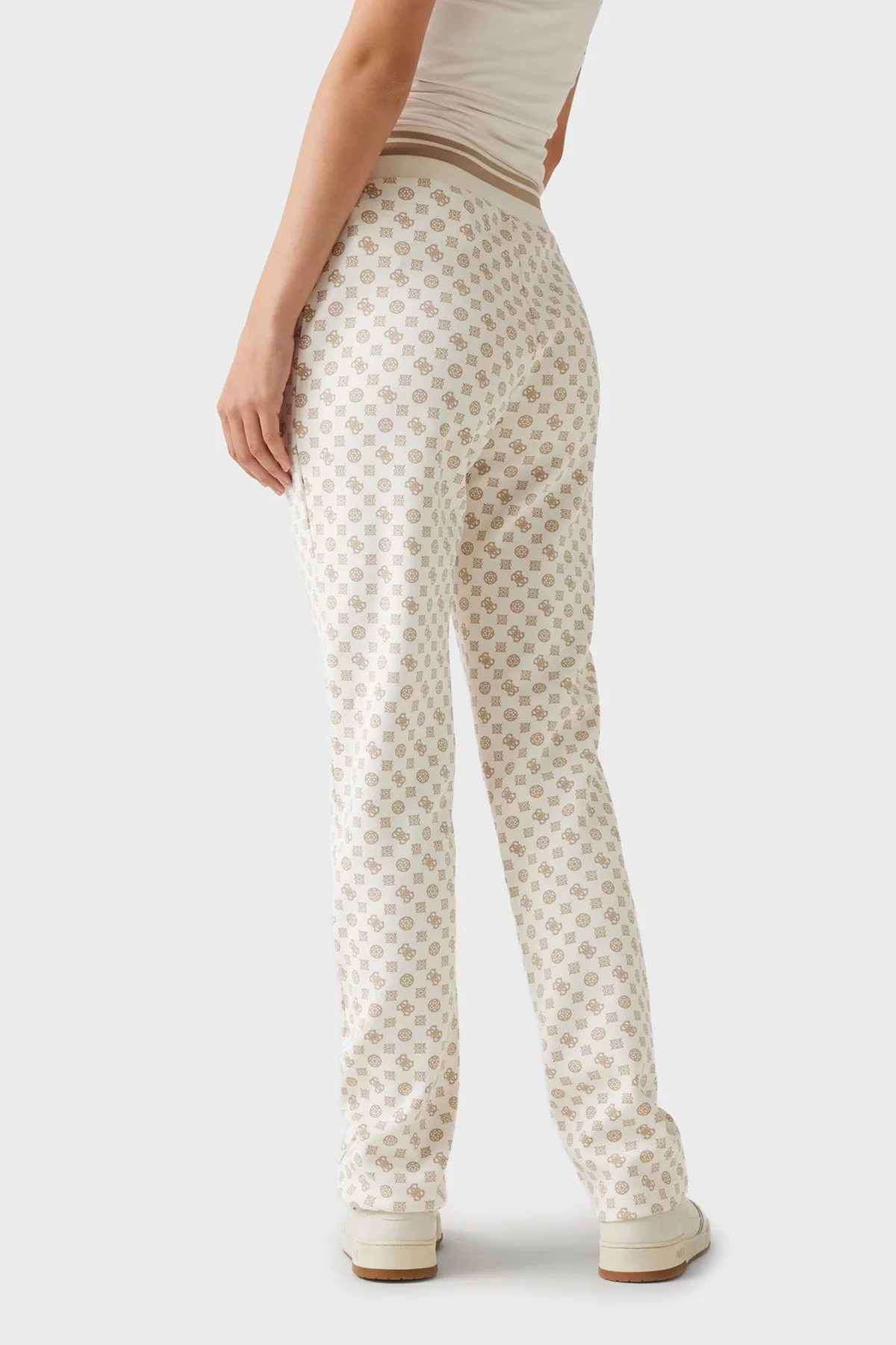 Guess Aggie Scuba Regular Fit Logo Baskılı Normal Bel V5YB20KB212 Bayan Pantolon V5YB20 KB212 P0OR KREM - 3