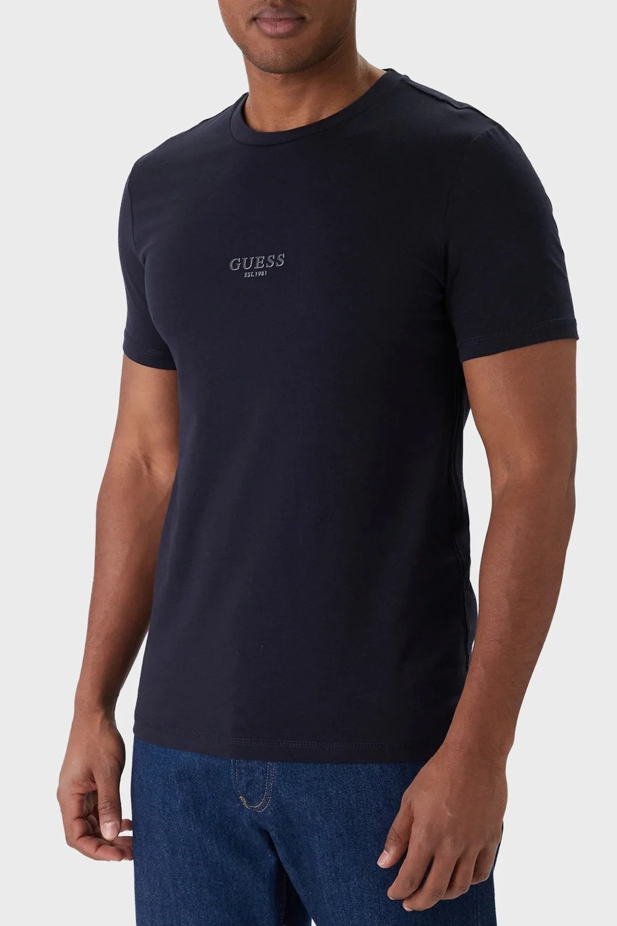 Guess Aidy Pamuklu Slim Fit Bisiklet Yaka M2YI72I3Z14 Erkek T Shirt M2YI72 I3Z14 G7V2 Lacivert - 1