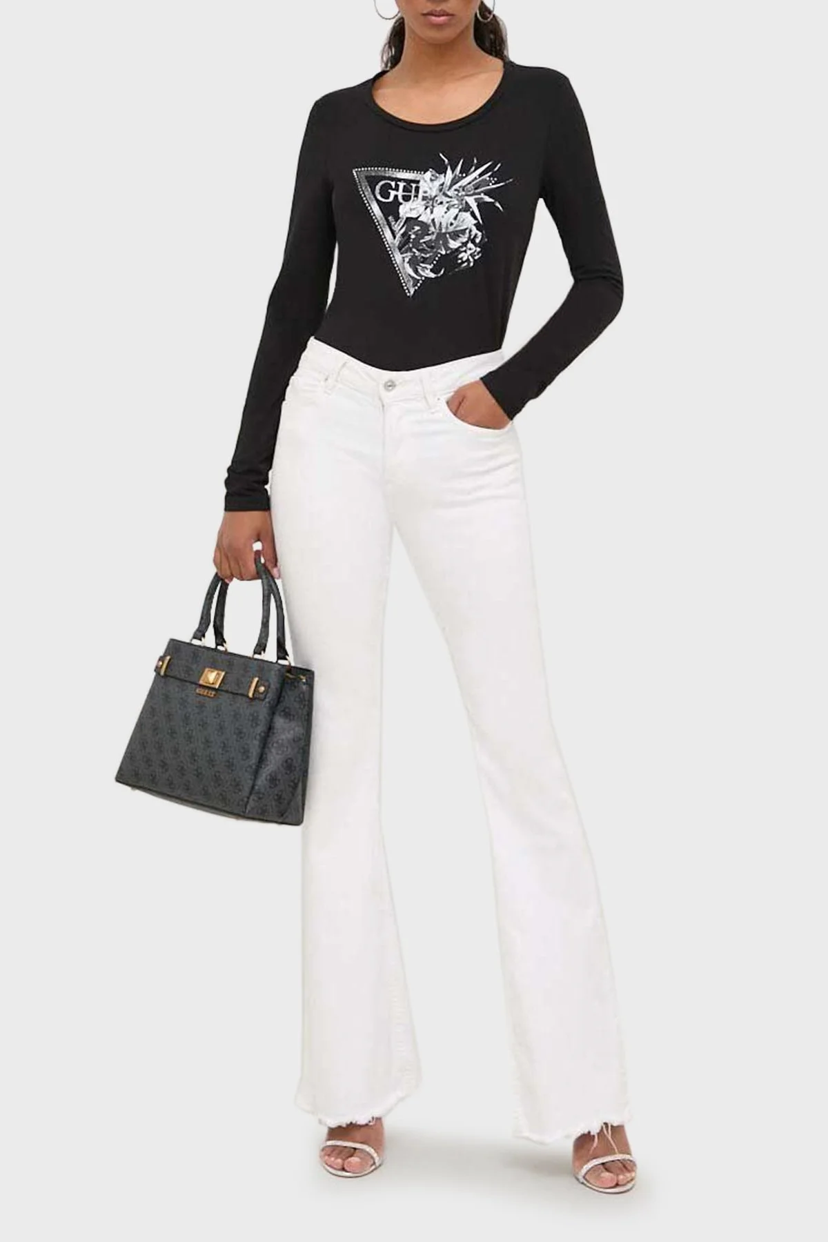 Guess Aieta Logolu Ayarlanabilir Omuz Askılı Bayan Çanta HWSB8781060 CLO ANTRASİT - 2