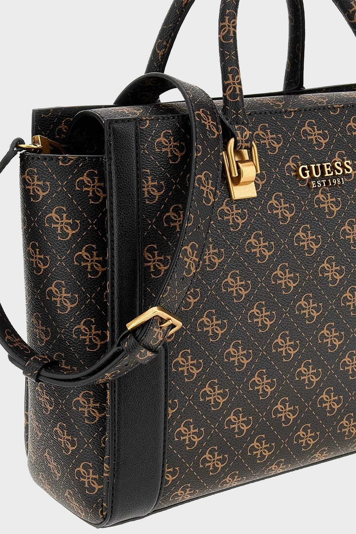 Guess Ajiona Çıkarılabilir Uzatma Askılı Bayan Çanta HWQV8988230 BNL SİYAH-KAHVE - 4