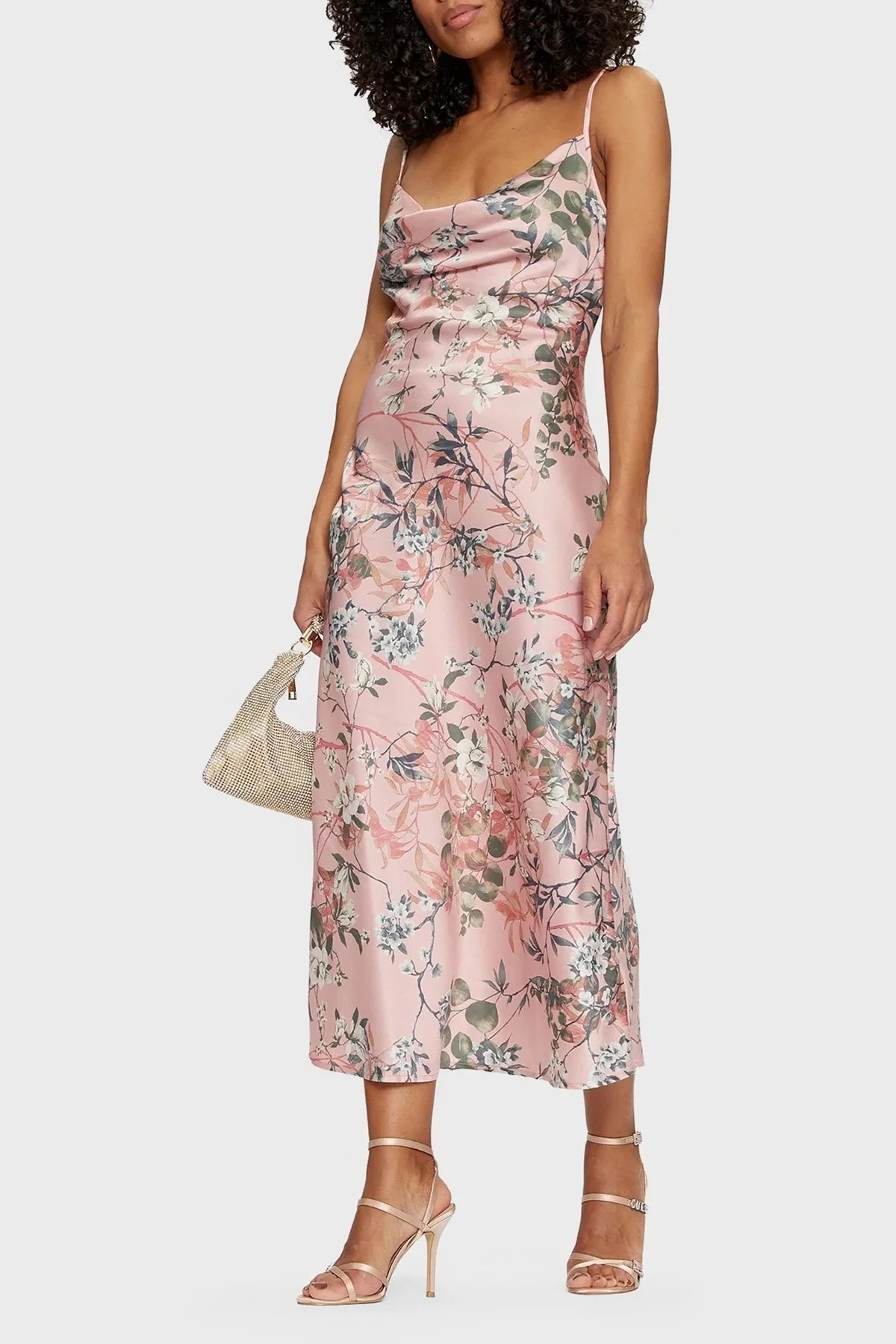 Guess Akilina Slim Fit İp Askılı Uzun Saten W3GK85WD8G2 Bayan Elbise W3GK85 WD8G2 P6BQ PEMBE - 3