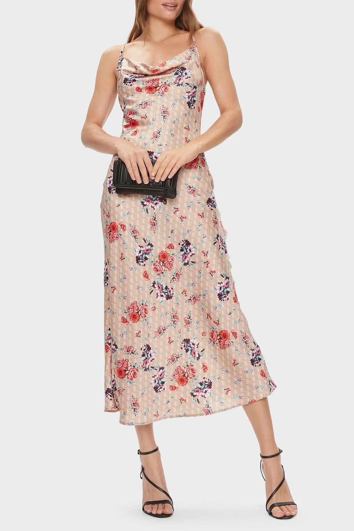 Guess Akilina Slim Fit İp Askılı Uzun Saten W3GK85 WD8G2 Bayan Elbise W3GK85WD8G2 P1FI BEJ - 2