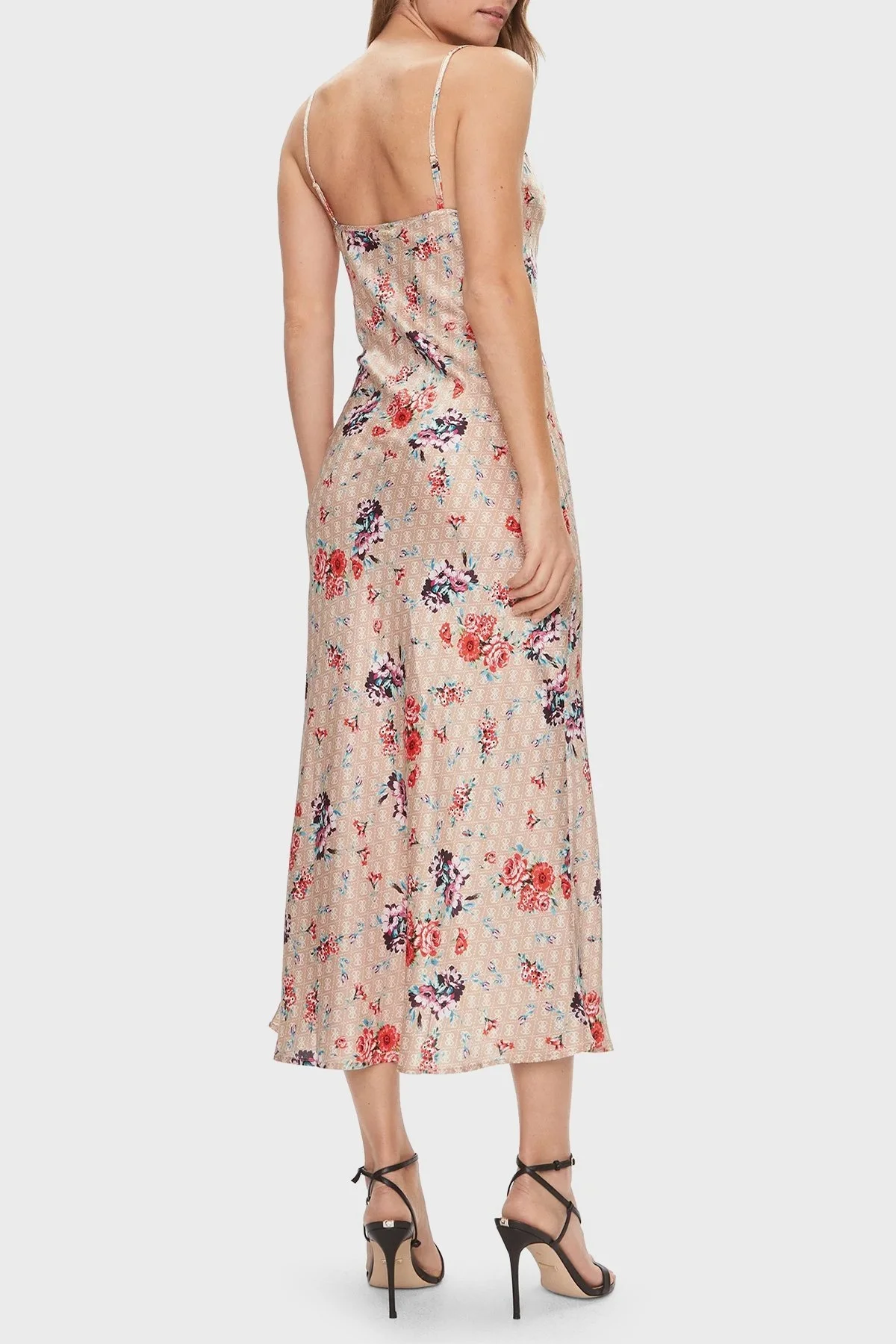 Guess Akilina Slim Fit İp Askılı Uzun Saten W3GK85 WD8G2 Bayan Elbise W3GK85WD8G2 P1FI BEJ - 8