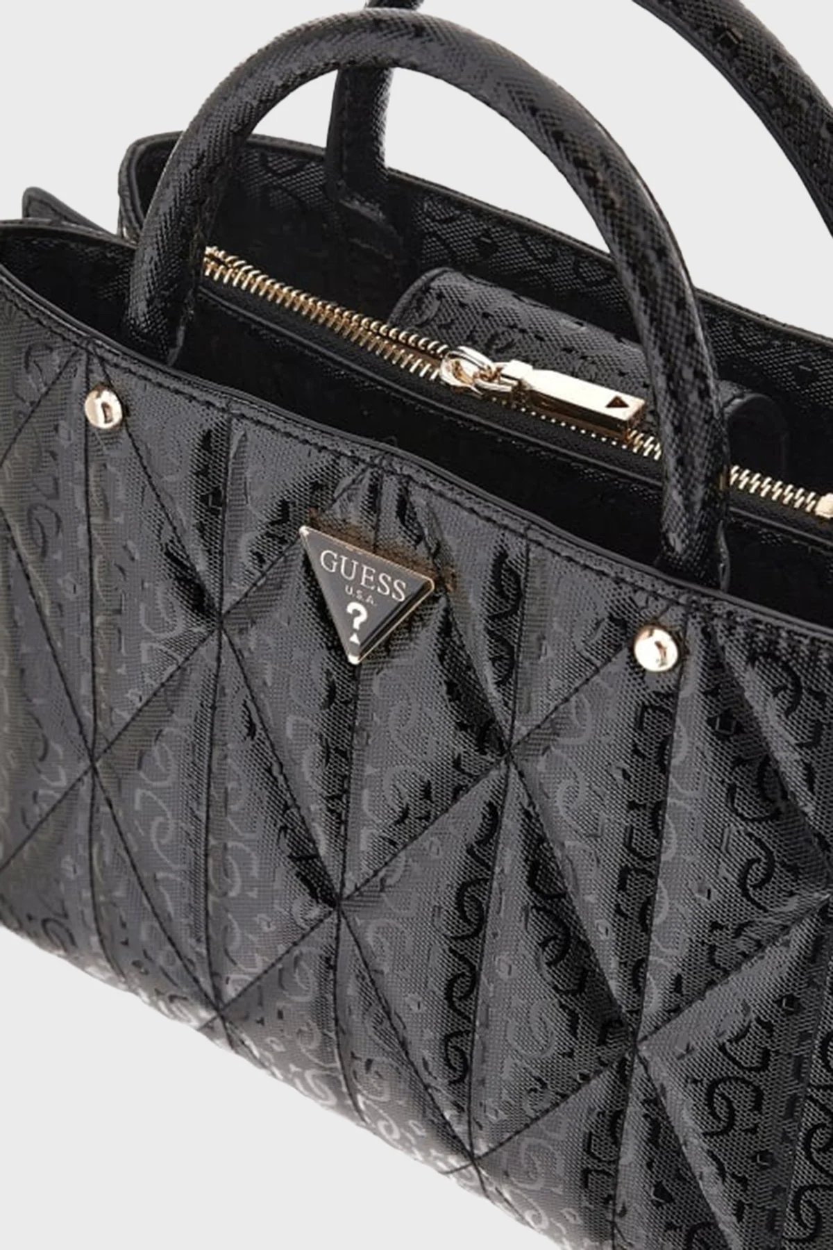 Guess Aldina Jakarlı Logo Baskılı Çıkarılabilir Zincir Askılı HWGG9663060 Bayan Çanta HWGG96 63060 BLA SİYAH - 3