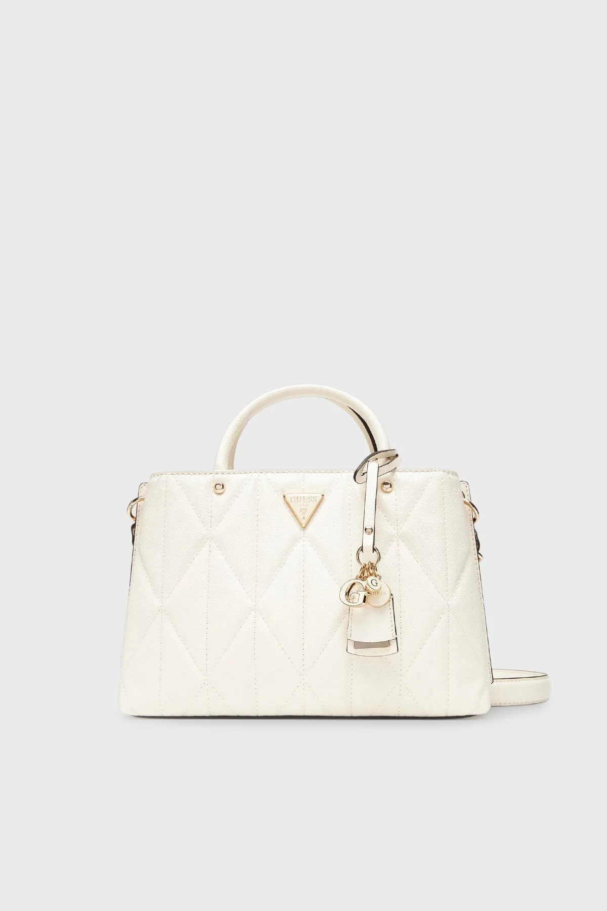 Guess Aldina Jakarlı Logo Baskılı Çıkarılabilir Zincir Askılı HWGG9663060 Bayan Çanta HWGG96 63060 OFF BEYAZ - 1