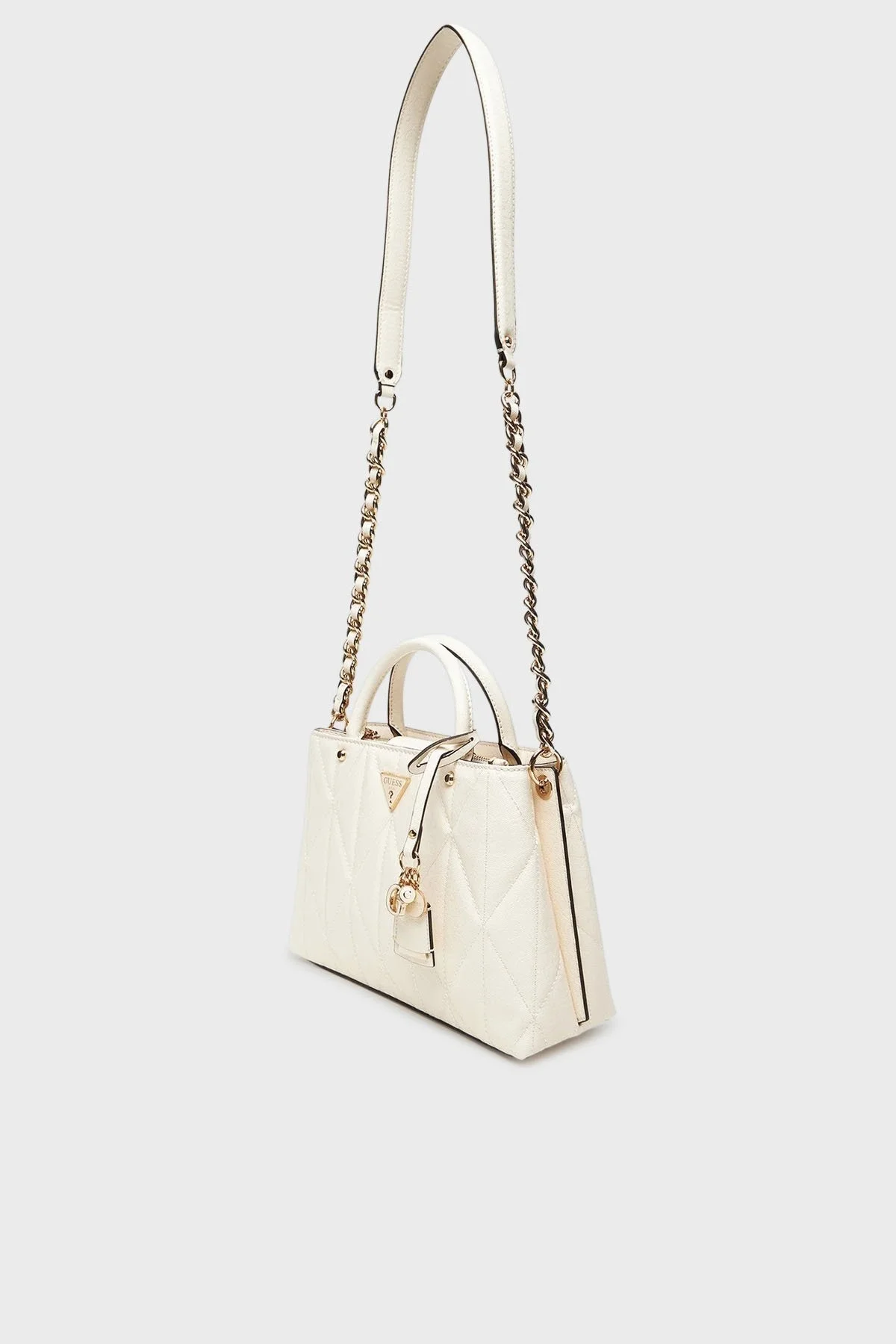 Guess Aldina Jakarlı Logo Baskılı Çıkarılabilir Zincir Askılı HWGG9663060 Bayan Çanta HWGG96 63060 OFF BEYAZ - 3