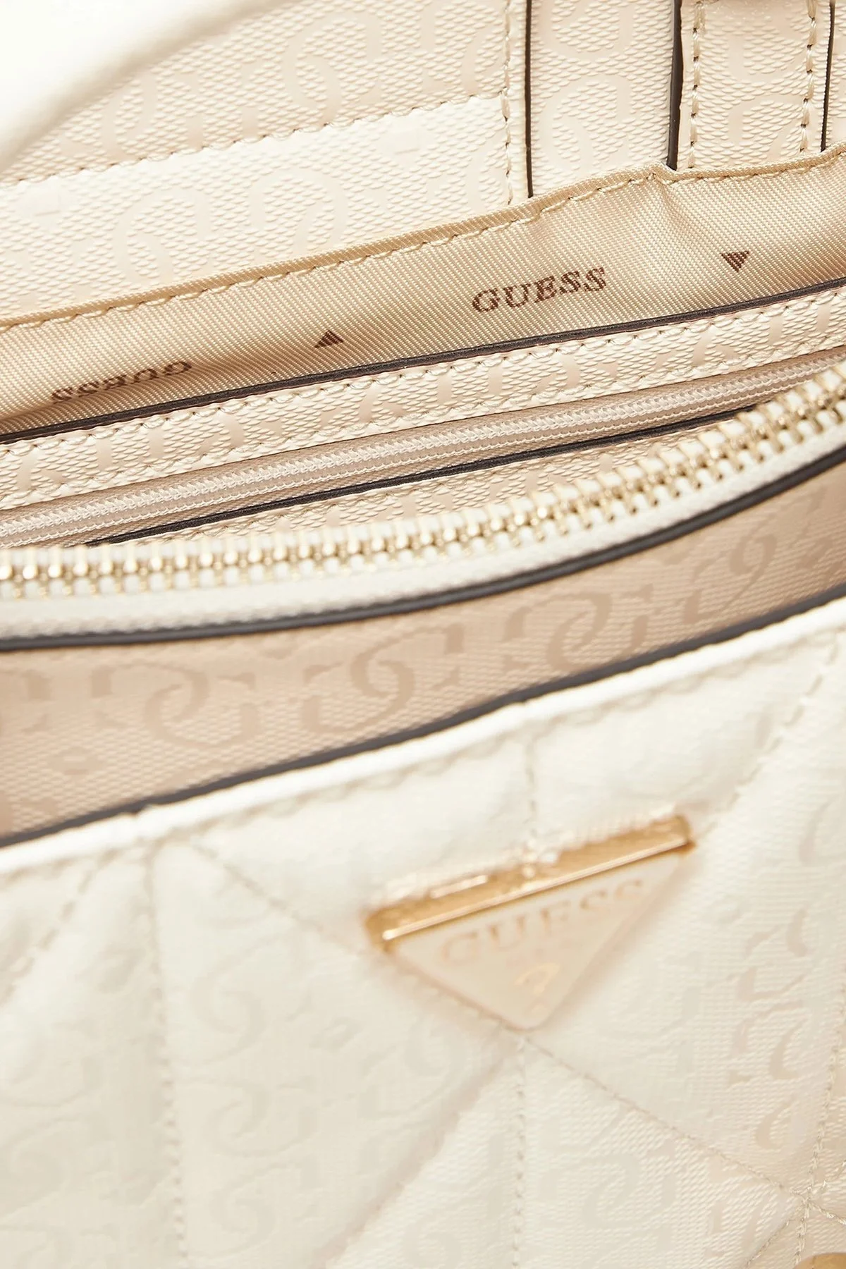 Guess Aldina Jakarlı Logo Baskılı Çıkarılabilir Zincir Askılı HWGG9663060 Bayan Çanta HWGG96 63060 OFF BEYAZ - 4