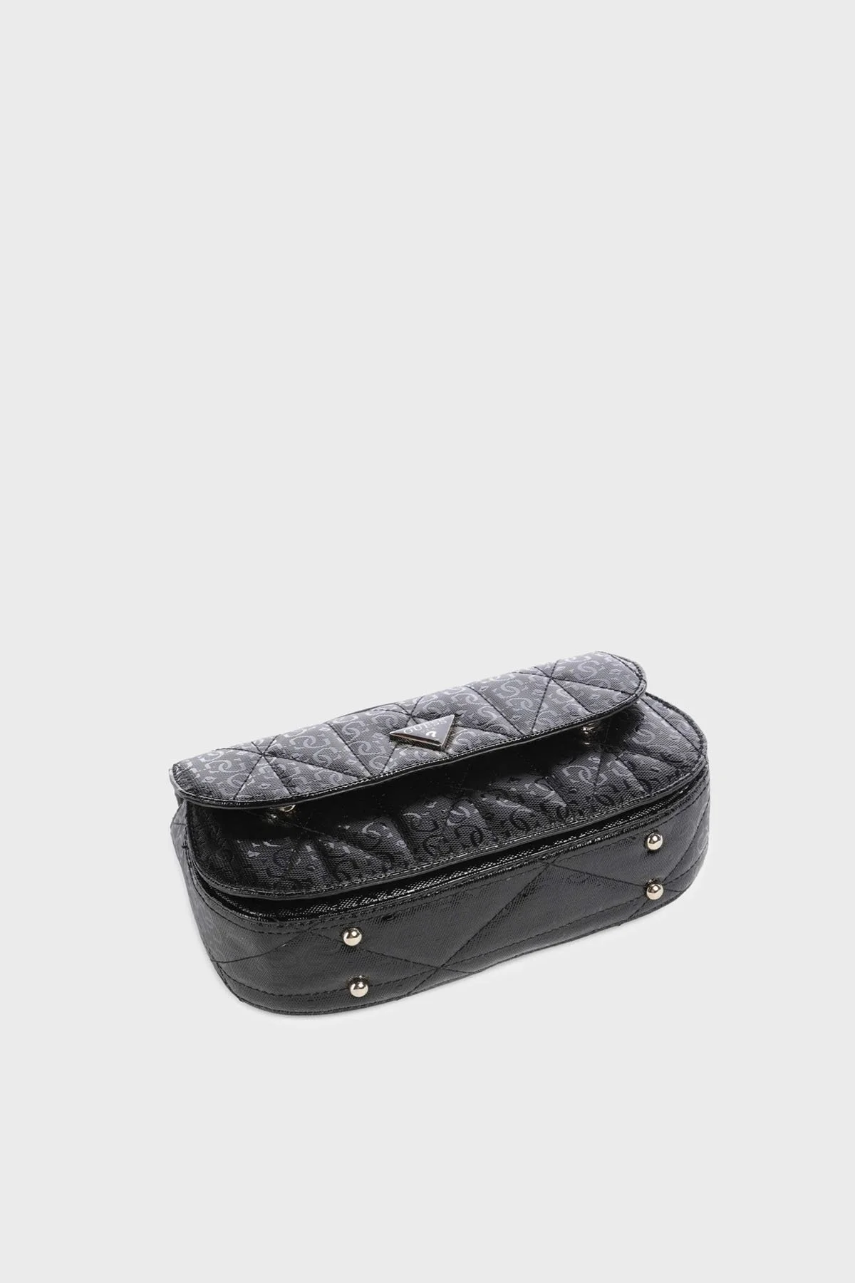 Guess Aldina Jakarlı Logo Baskılı Çıkarılabilir Zincir Askılı HWGG9663200 Bayan Çanta HWGG96 63200 BLA SİYAH - 4