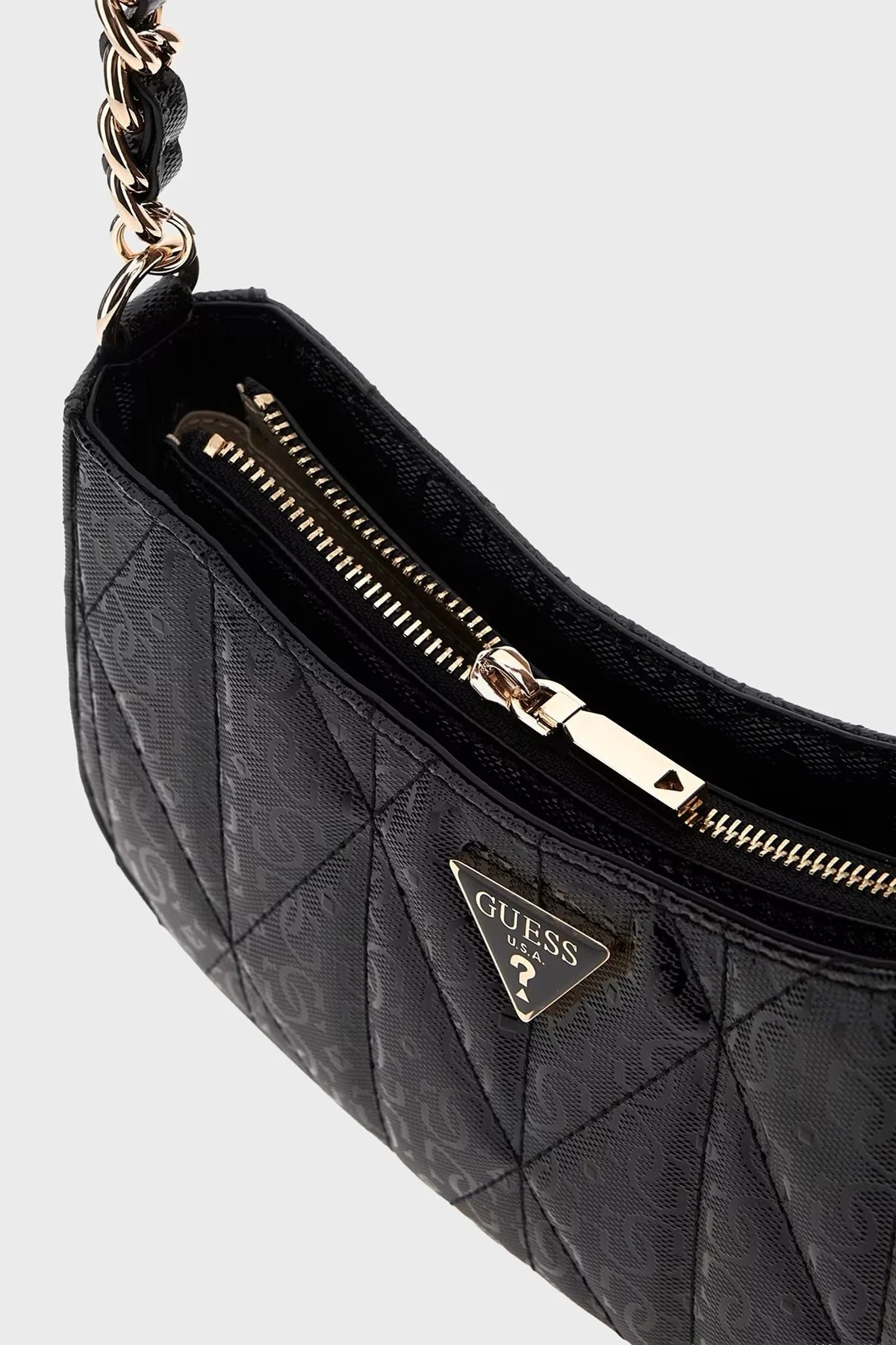 Guess Aldina Jakarlı Logo Baskılı Zincir Askılı HWGG9663170 Bayan Çanta HWGG96 63170 BLA SİYAH - 3