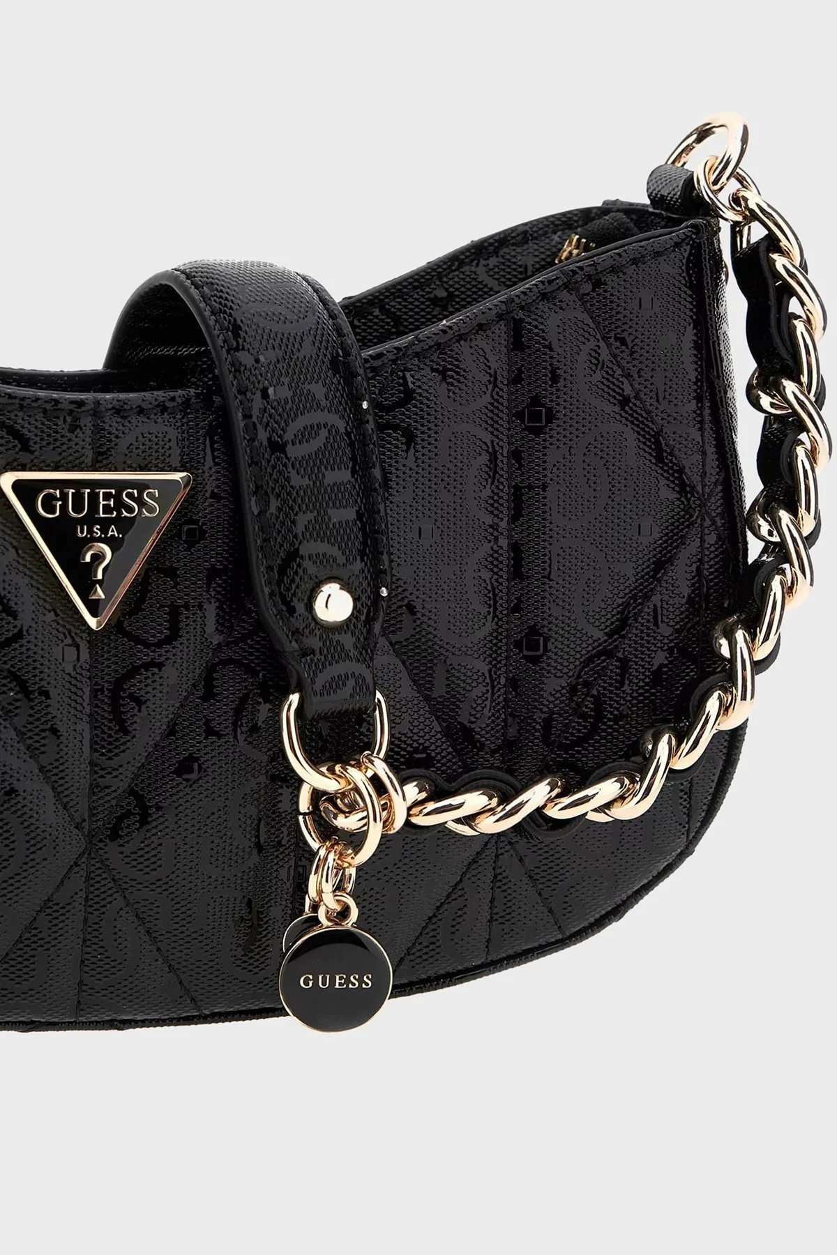 Guess Aldina Jakarlı Logo Baskılı Zincir Askılı HWGG9663170 Bayan Çanta HWGG96 63170 BLA SİYAH - 4
