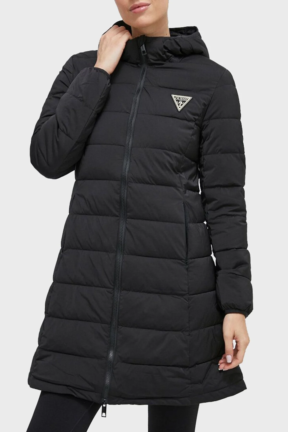 Guess Aleta Regular Fit Kapüşonlu Uzun Şişme Bayan Mont V3BL12WF3X0 JBLK SİYAH - 1