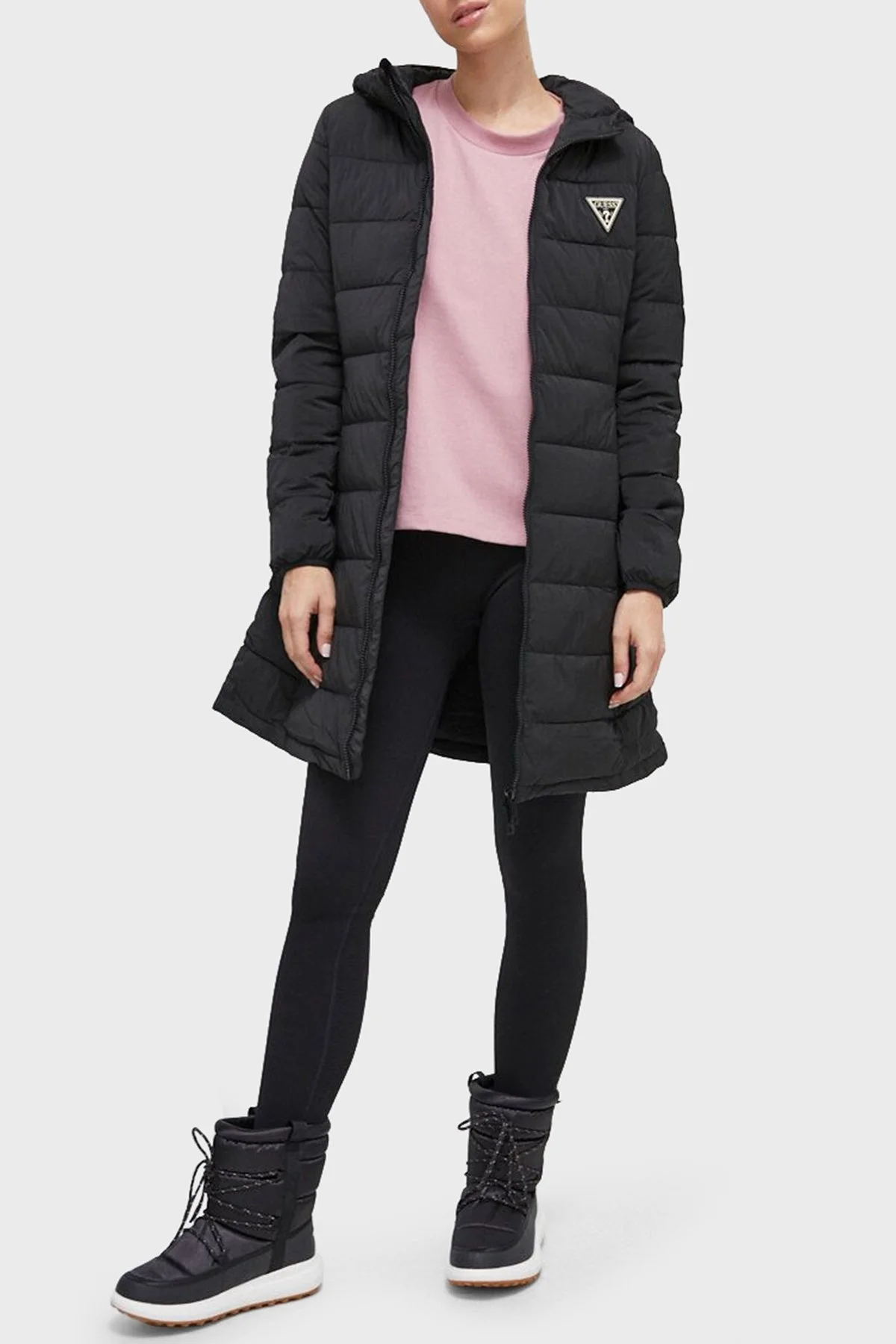 Guess Aleta Regular Fit Kapüşonlu Uzun Şişme Bayan Mont V3BL12WF3X0 JBLK SİYAH - 3