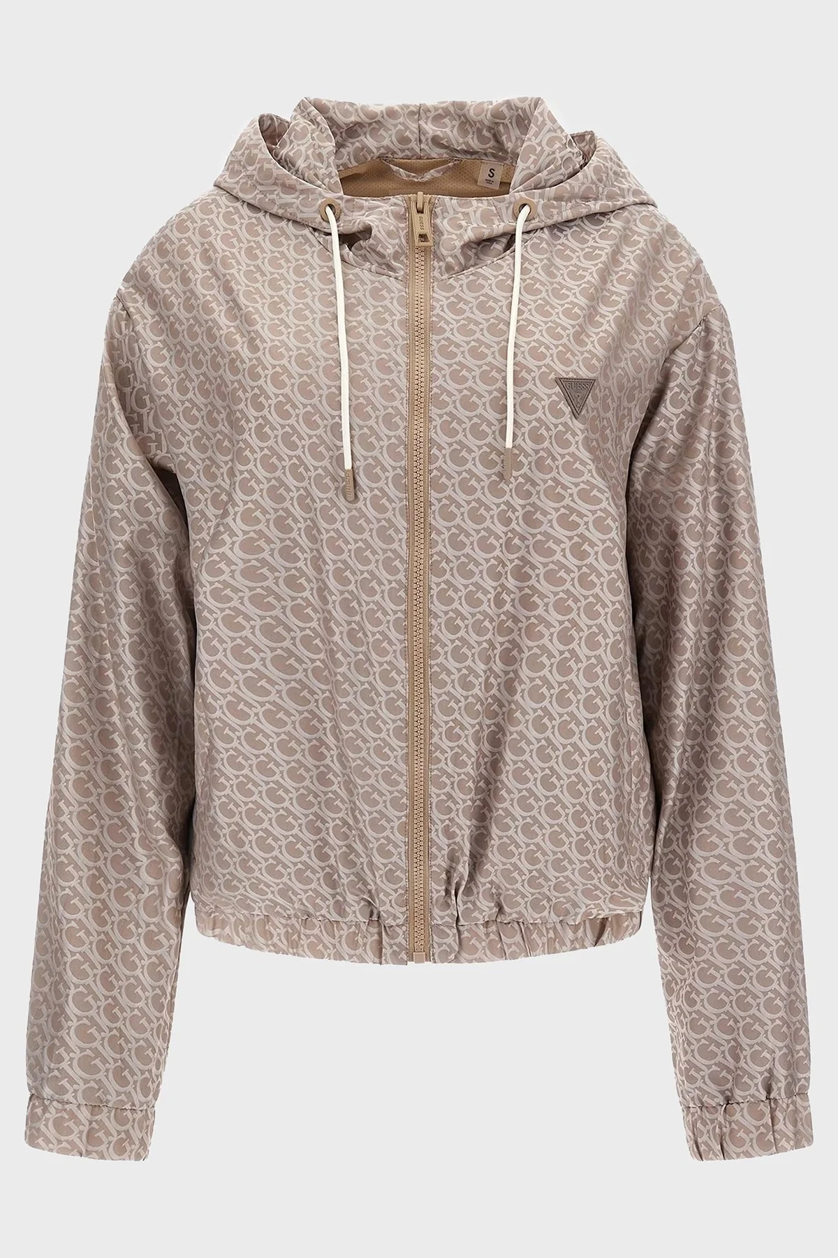 Guess Alethea Su ve Rüzgar Geçirmez Slim Fit Fermuarlı Kapüşonlu Bayan Rüzgarlık V3GL00WFAK0 P17X KAHVE - 4