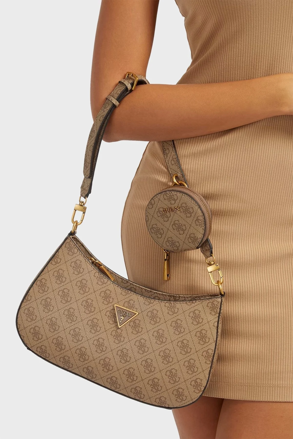 Guess Alexie Mini Cüzdan Detaylı Fermuarlı Omuz Bayan Çanta HWBB8416180 LTL KAHVE - 3