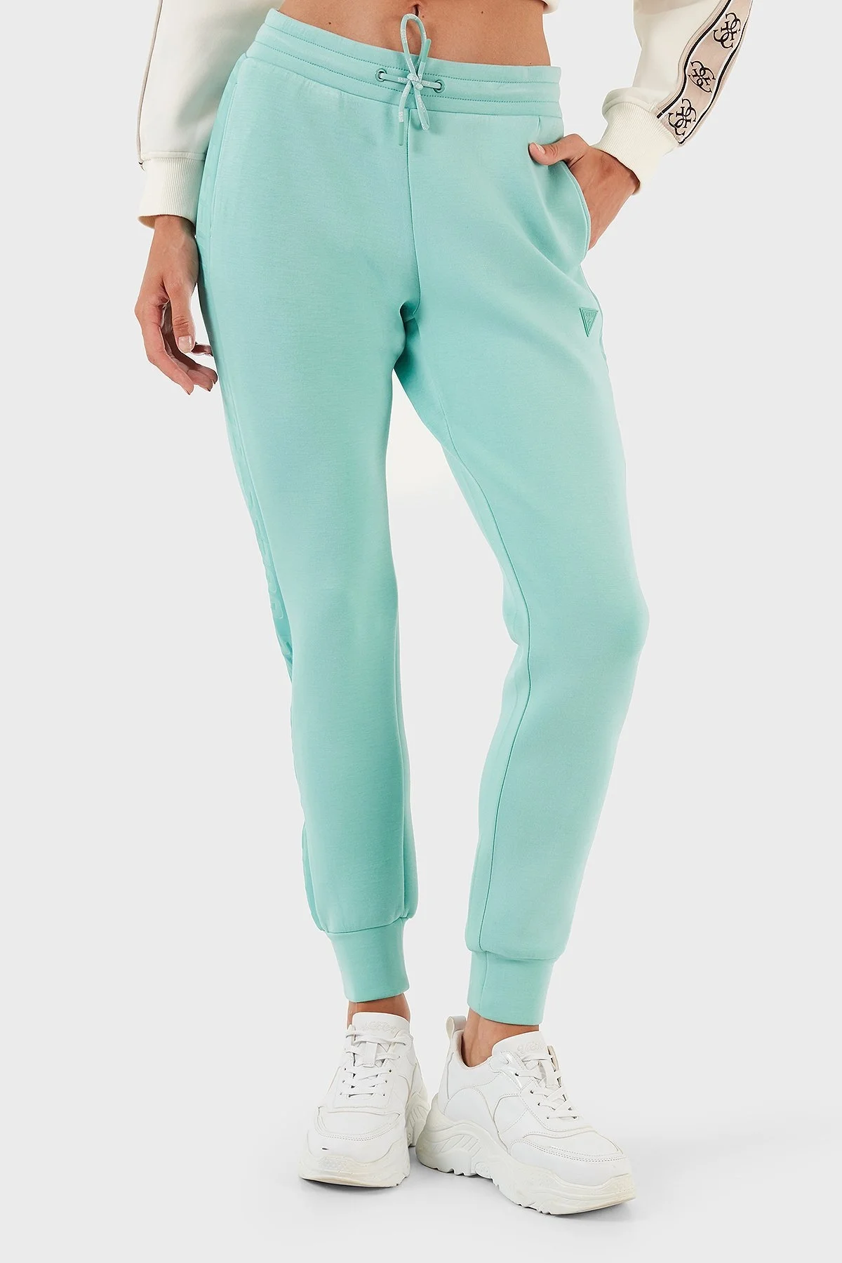 Guess Allie Belden Bağlamalı Cepli Spor Bayan Pantolon V2YB18K7UW2 G8H3 YEŞİL - 1