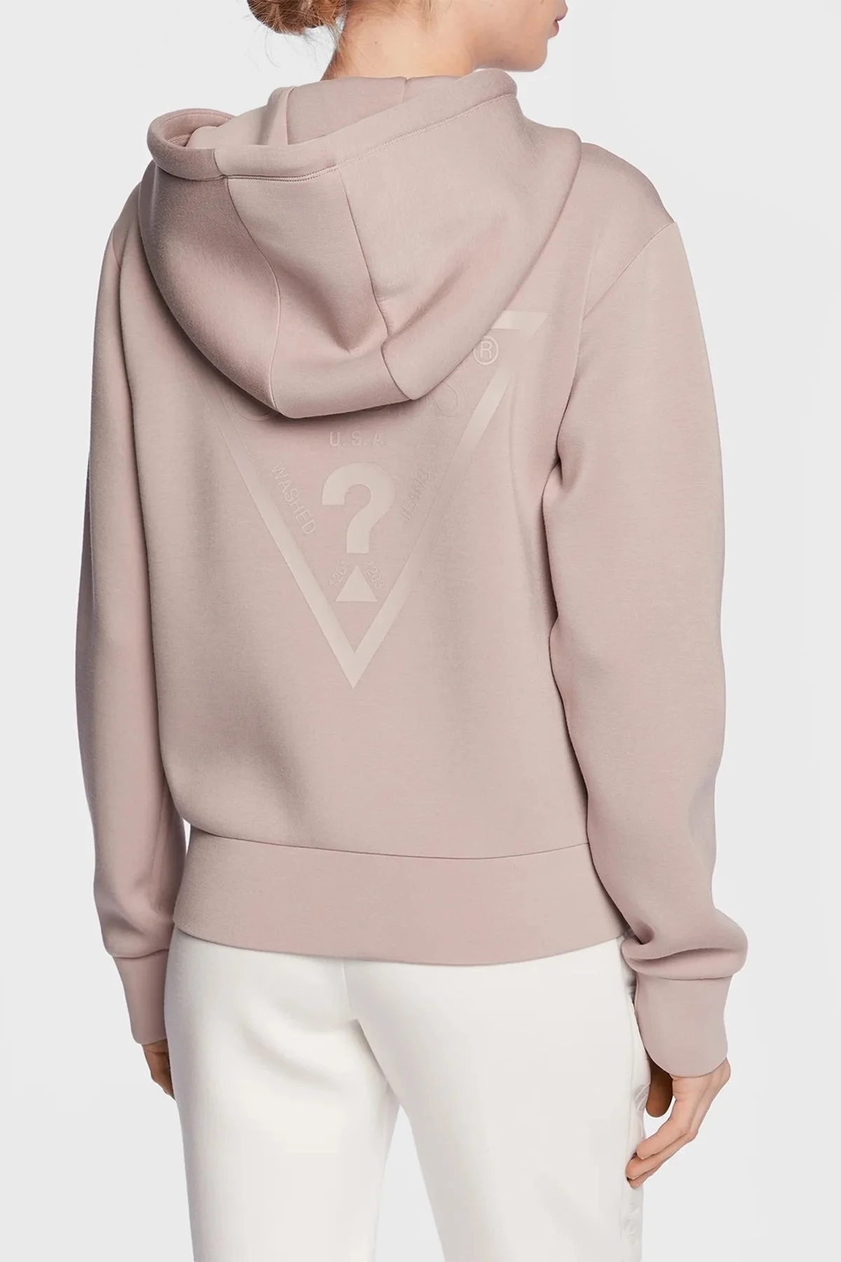 Guess Allie Regular Fit Fermuarlı Kapüşonlu Scuba V3RQ11K7UW2 Bayan Sweat V3RQ11K7UW2 G4Q9 PUDRA - 8