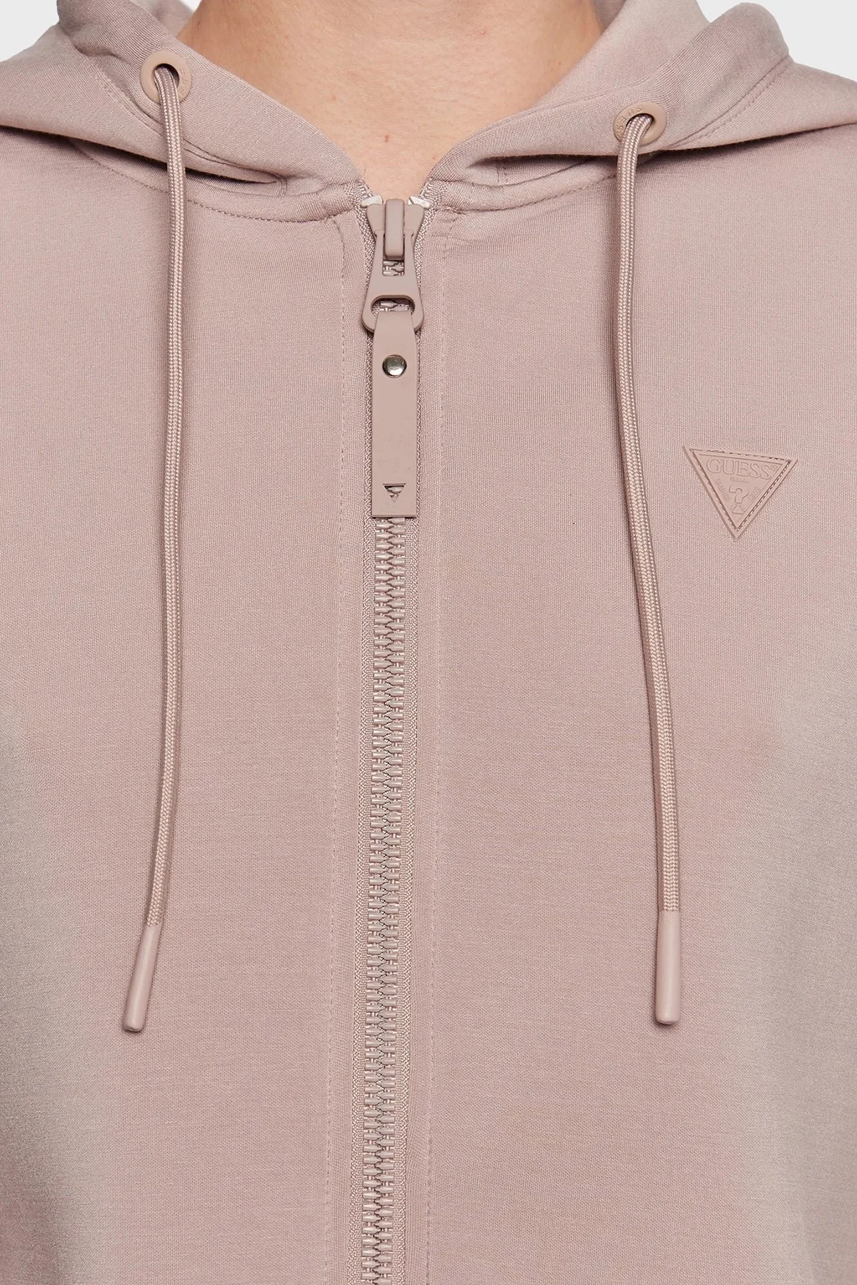 Guess Allie Regular Fit Fermuarlı Kapüşonlu Scuba V3RQ11K7UW2 Bayan Sweat V3RQ11K7UW2 G4Q9 PUDRA - 9