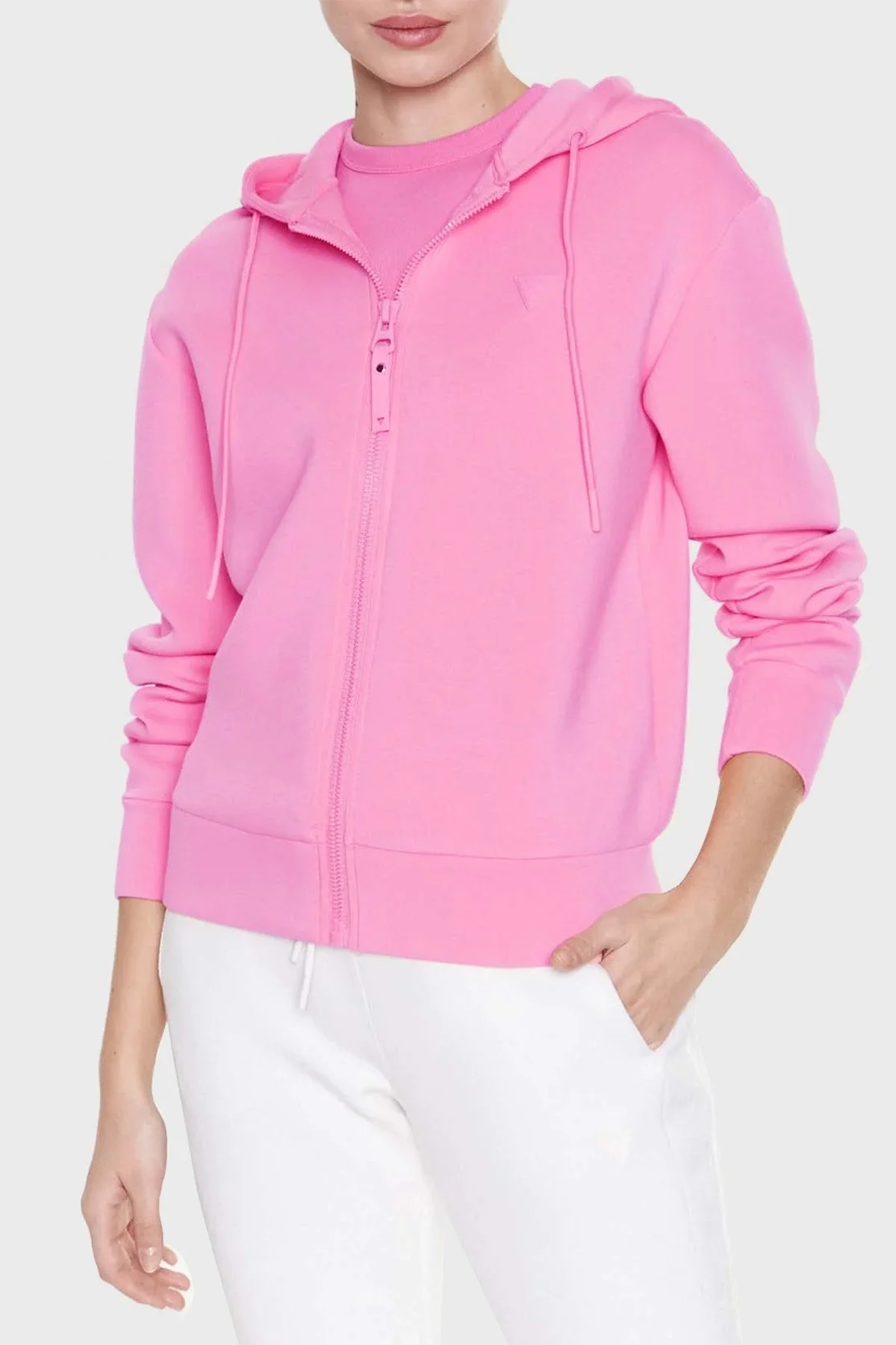 Guess Allie Regular Fit Fermuarlı Kapüşonlu Scuba Bayan Sweat V3RQ11K7UW2 G65C PEMBE - 1