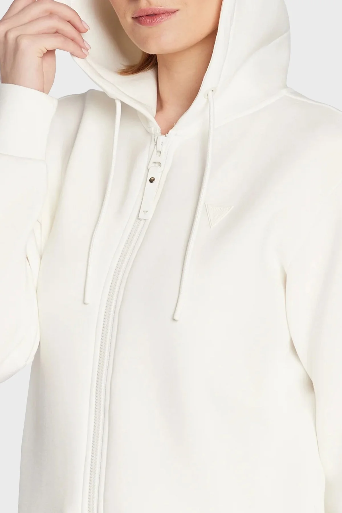 Guess Allie Regular Fit Kapüşonlu Arkası Üçgen Logolu V3RQ11K7UW2 Bayan Sweat V3RQ11 K7UW2 G6K5 EKRU - 9